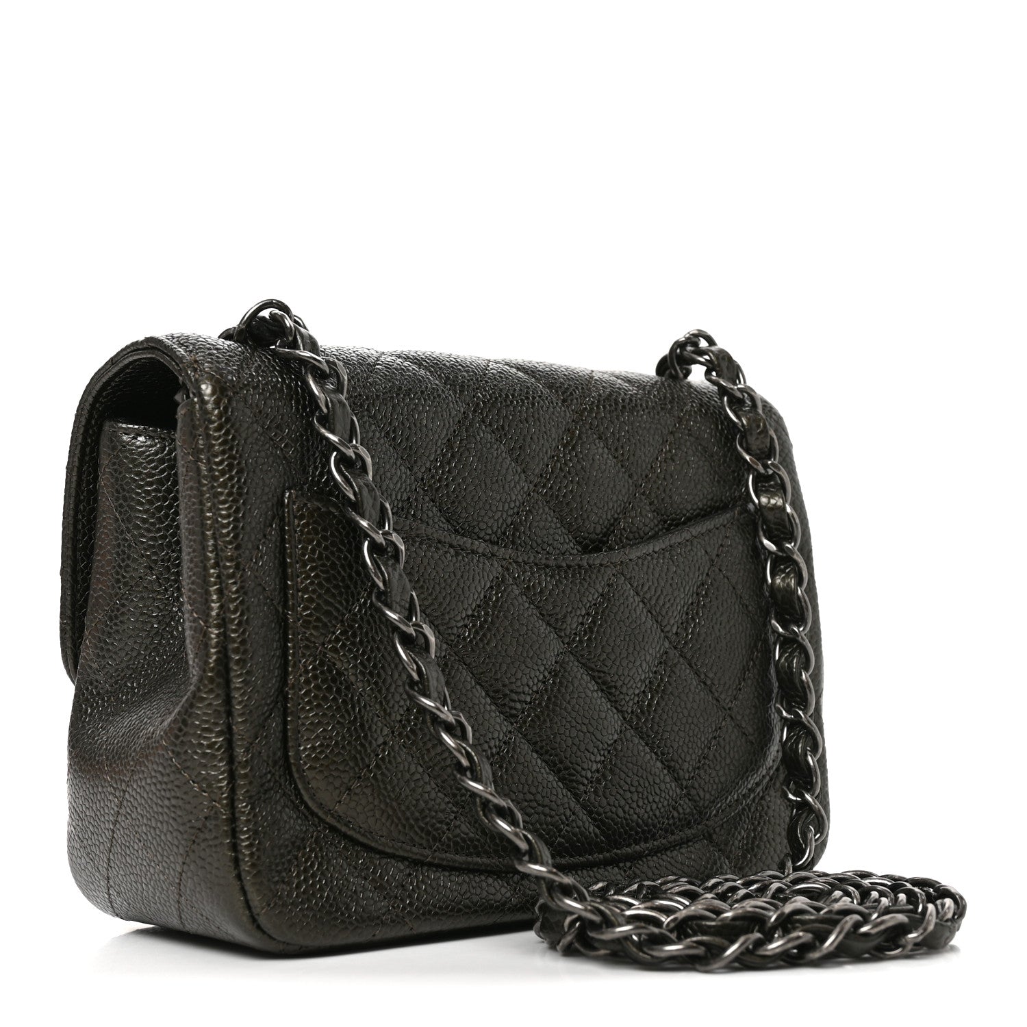Caviar Quilted Mini Square Flap Dark Charcoal — view 3