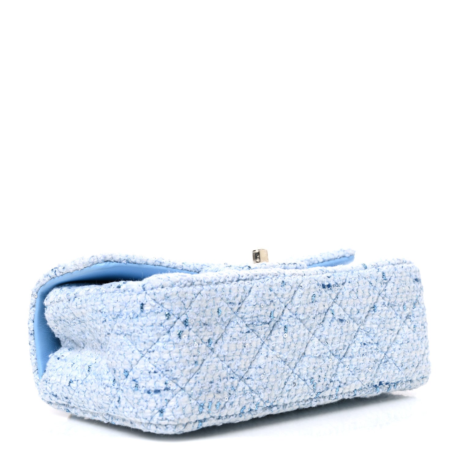 Tweed Quilted Mini Rectangular Flap Blue White Silver — view 4