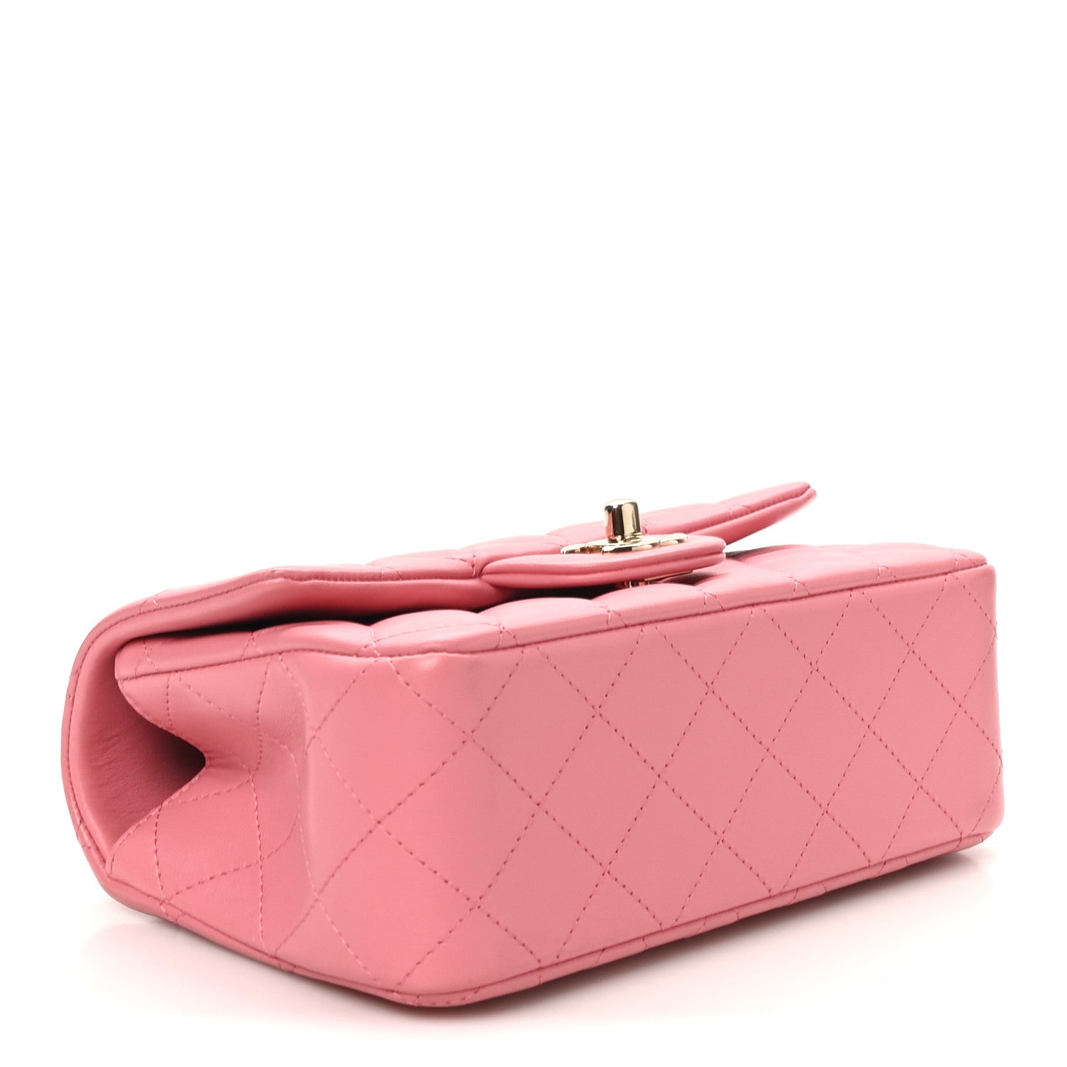 Lambskin Quilted Mini Top Handle Rectangular Flap Pink — view 4