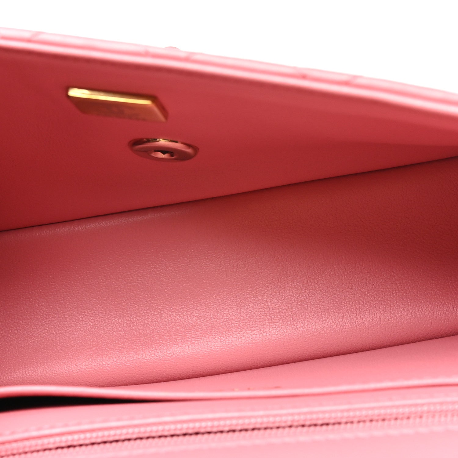 Lambskin Quilted Mini Top Handle Rectangular Flap Pink — view 5