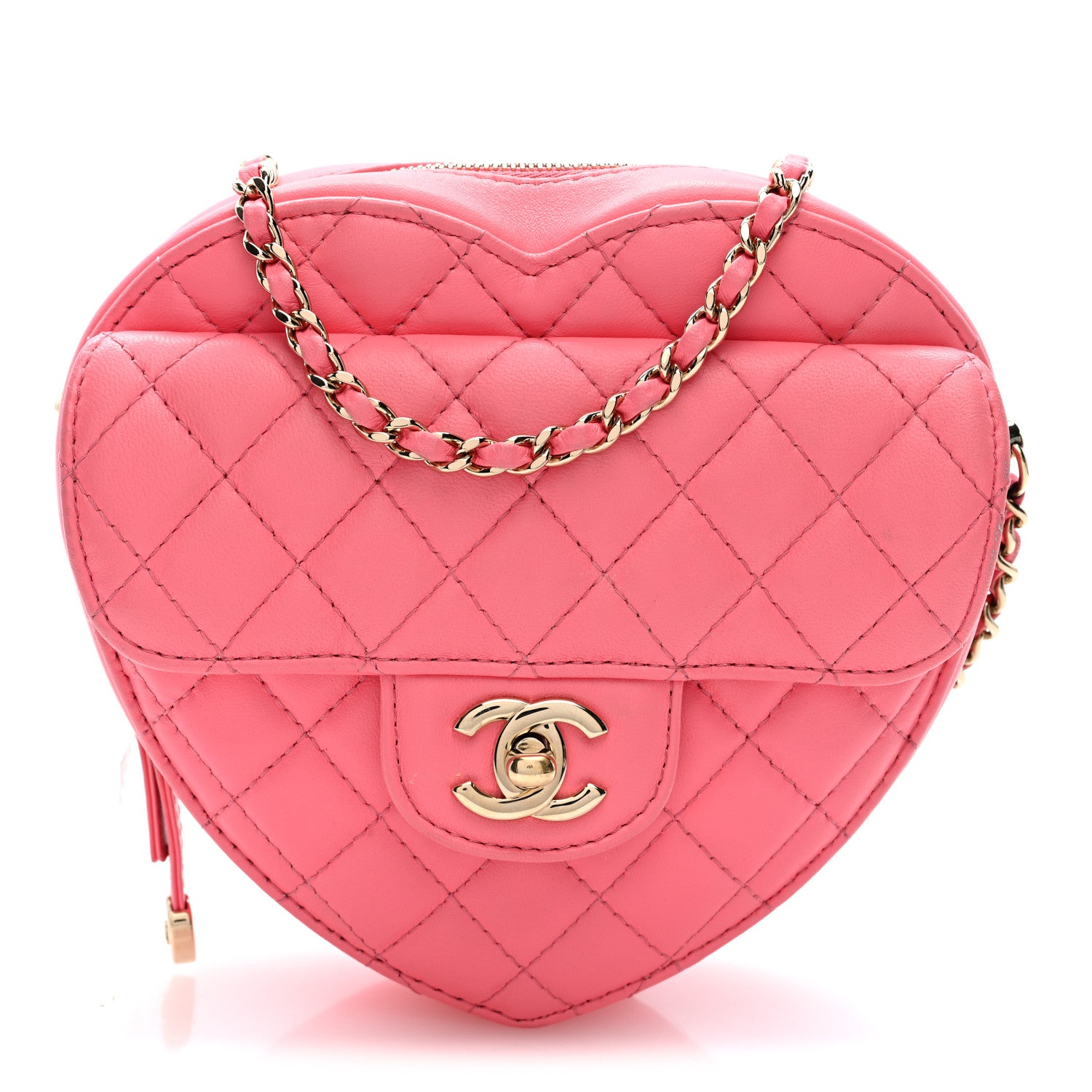 Lambskin Quilted CC In Love Heart Bag Pink