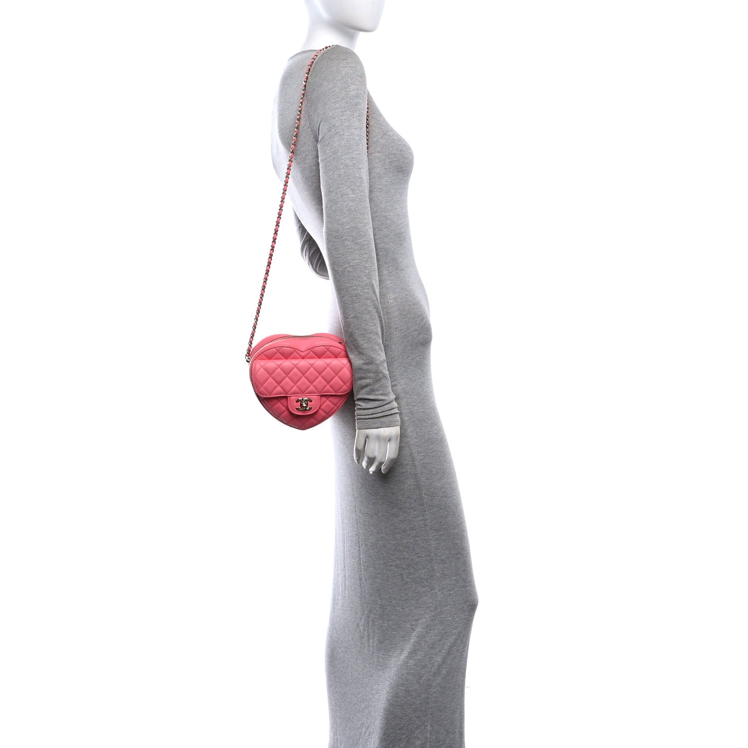 Lambskin Quilted CC In Love Heart Bag Pink — view 2