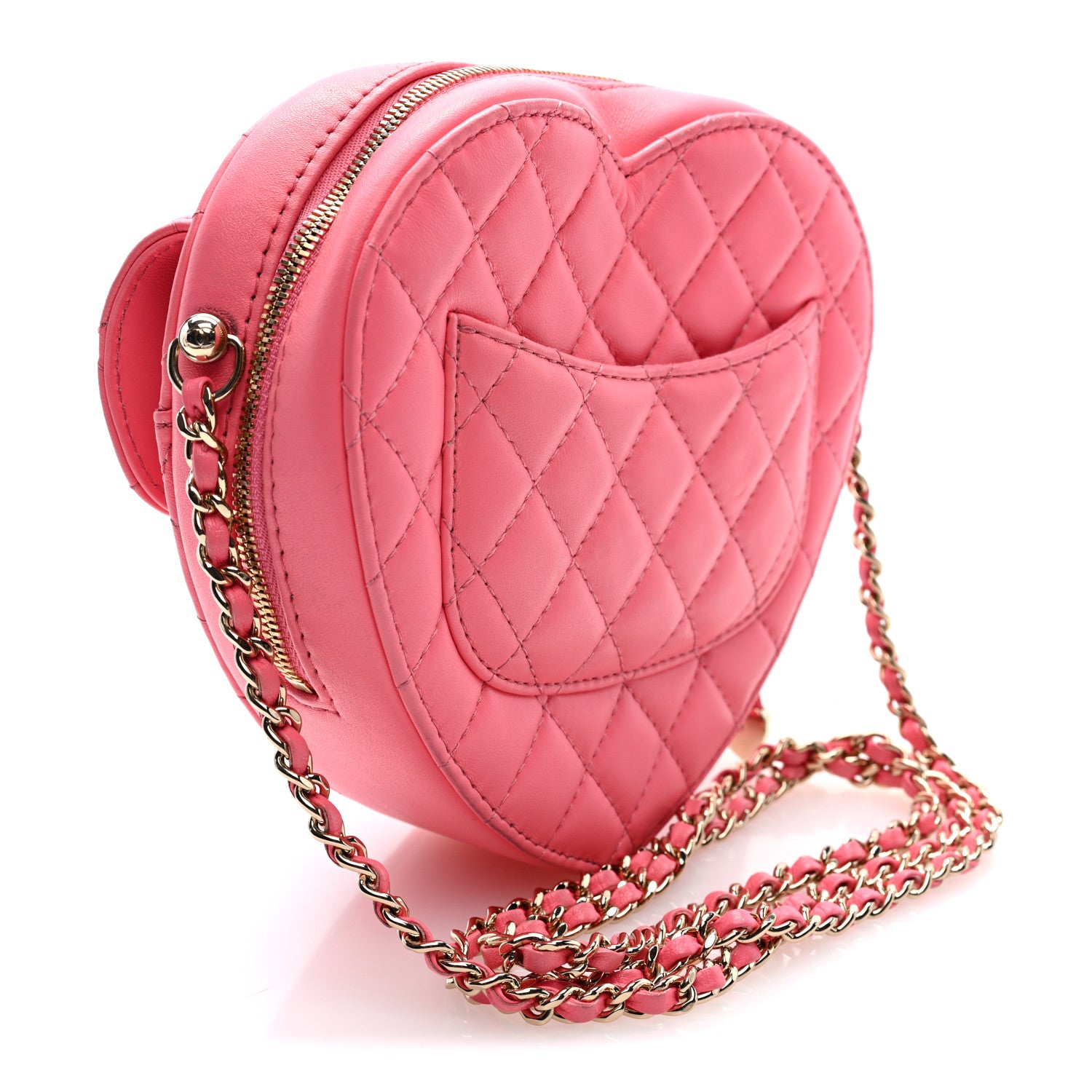 Lambskin Quilted CC In Love Heart Bag Pink — view 3