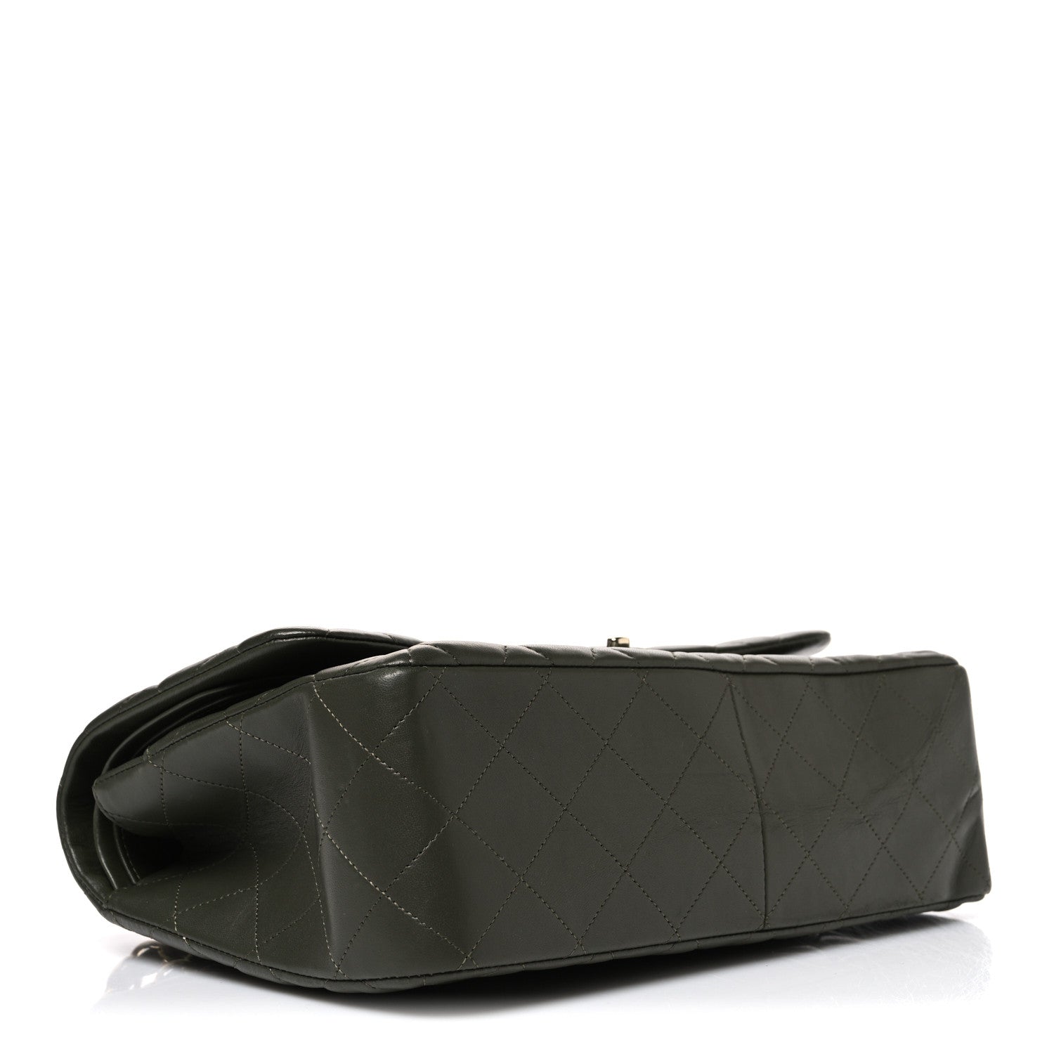 Lambskin Quilted Jumbo Double Flap Green — view 4