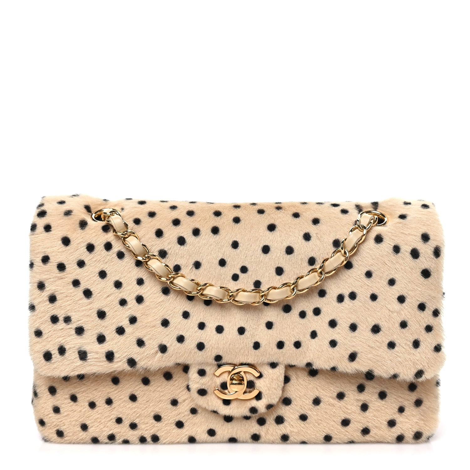 Pony Hair Cheetah Printed Creative Fabrics Flap Light Beige Black