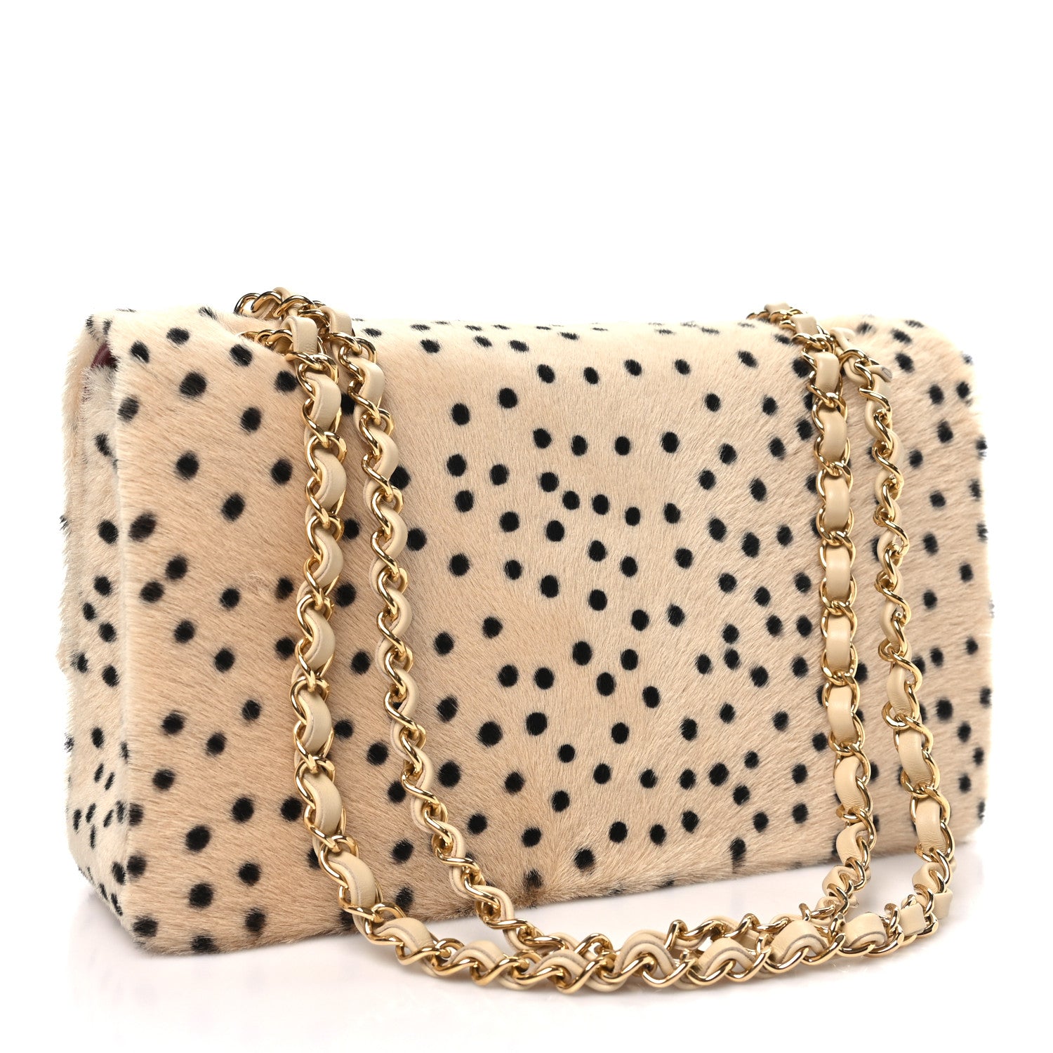 Pony Hair Cheetah Printed Creative Fabrics Flap Light Beige Black — view 2