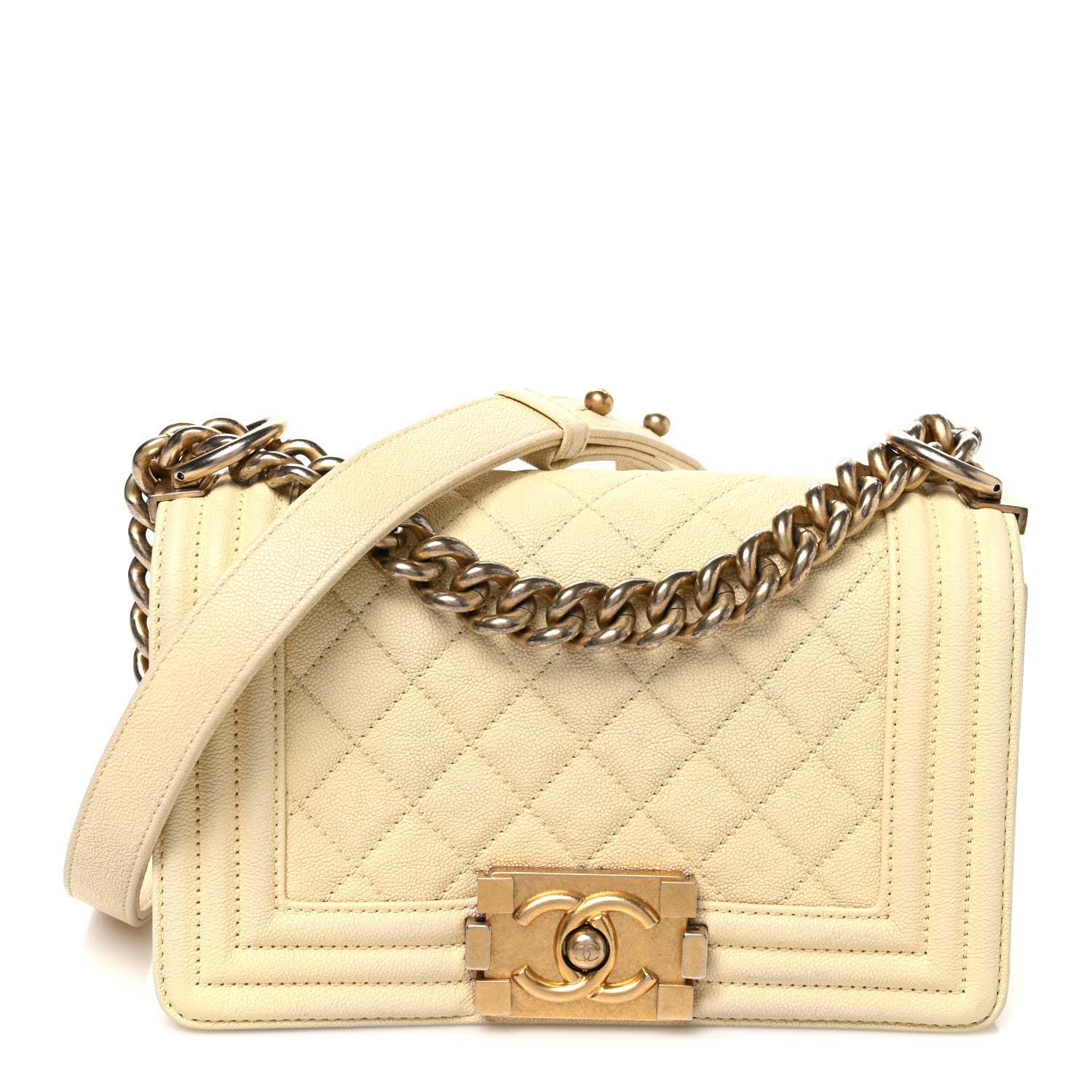 Caviar Quilted Small Boy Flap Yellow