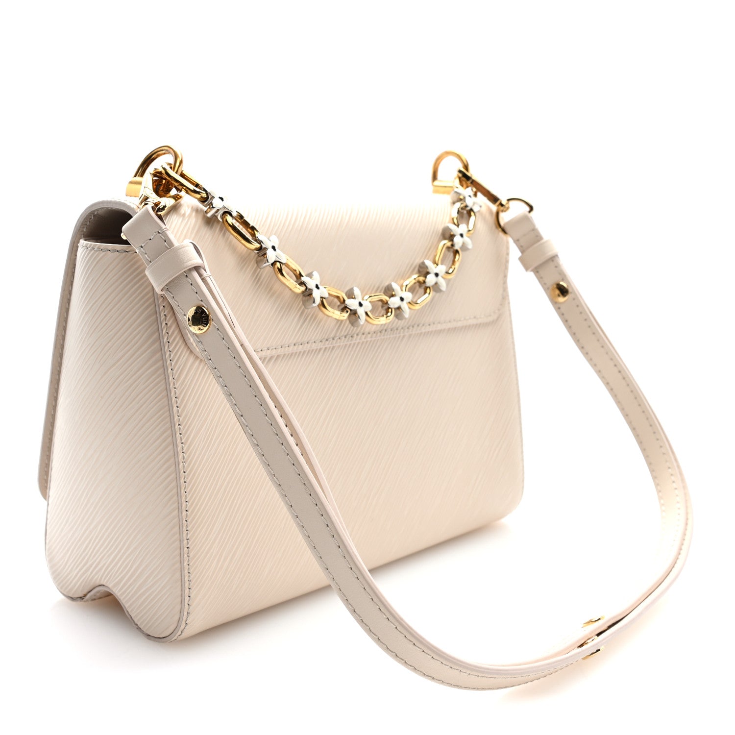 Epi Twist Monogram Flower Chain Shoulder Bag MM Quartz White — view 4