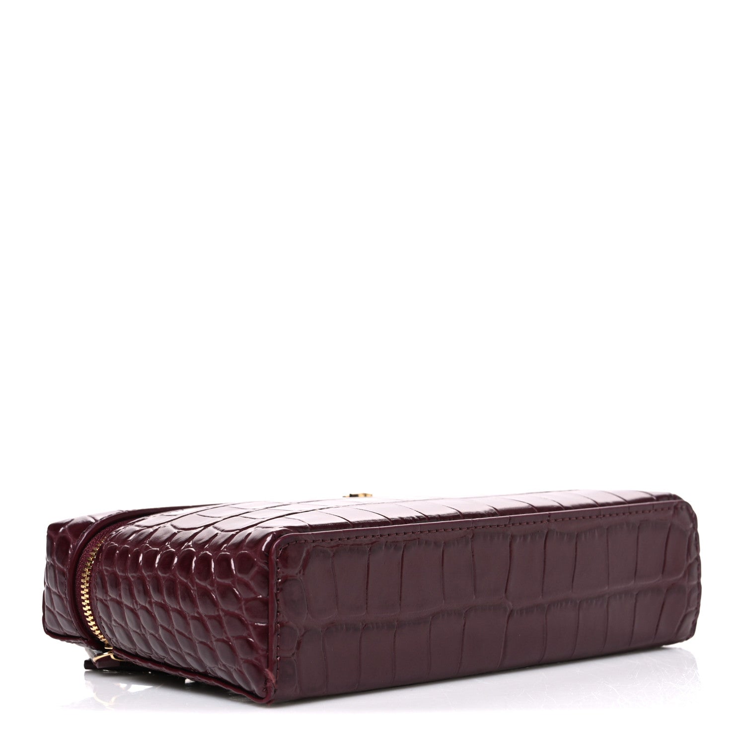 Calfskin Crocodile Embossed Crococo Exoticoco Vanity With Chain Dark Burgundy — view 4