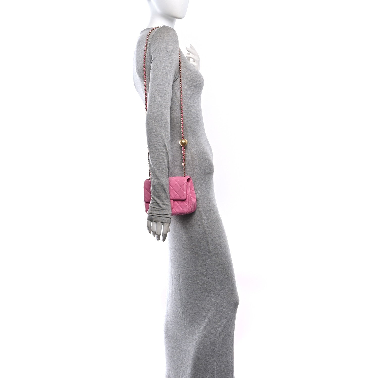 Lambskin Quilted Mini Pearl Crush Flap Pink — view 2