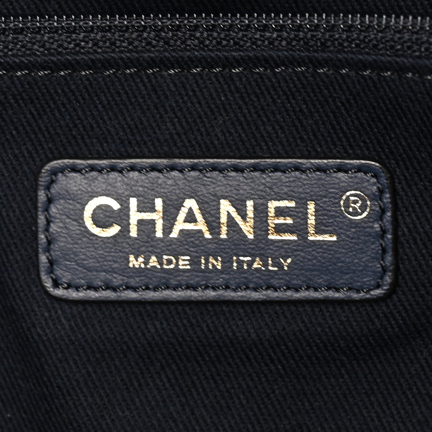 Lurex Canvas Medium Deauville Tote Navy Blue Gold — view 5
