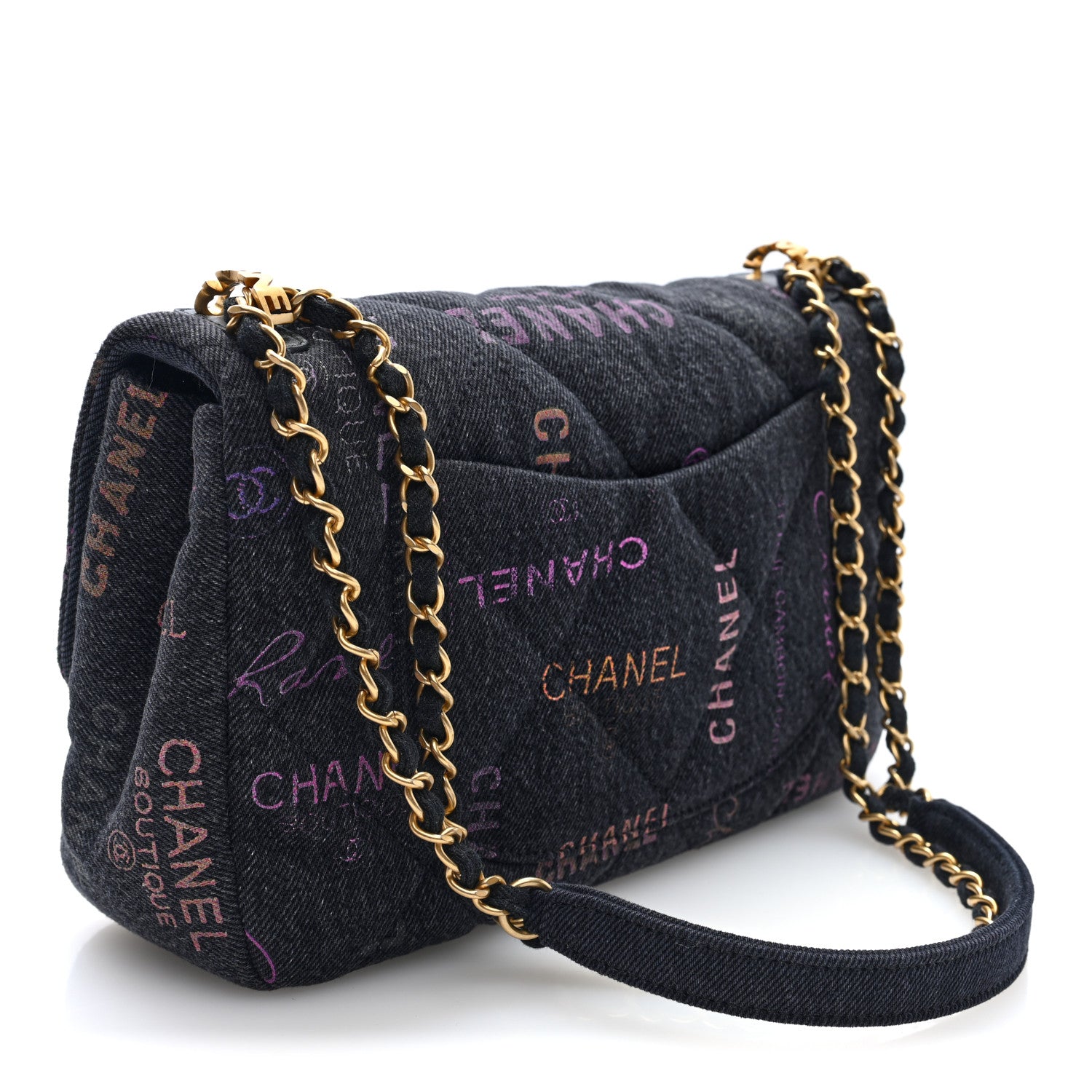 Denim Quilted Denim Mood Large Flap Black Multicolor — view 4