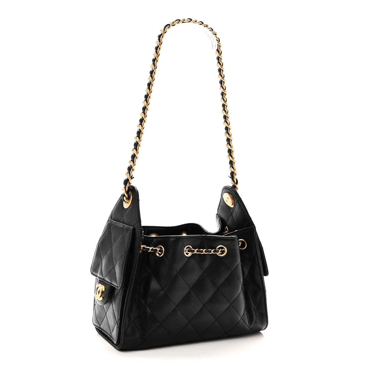 Caviar Quilted Mini Chanel 25 Handbag Black — view 3