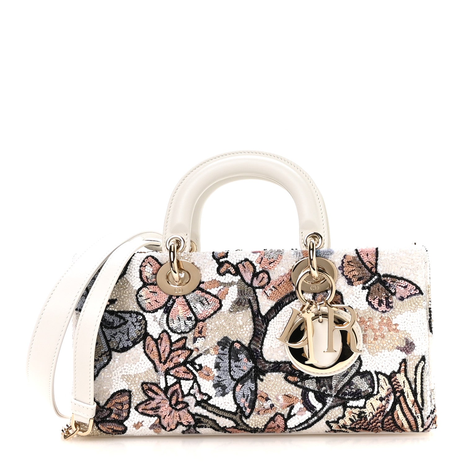 Calfskin Sequin Embroidered Butterfly Lady D-Joy Multicolor