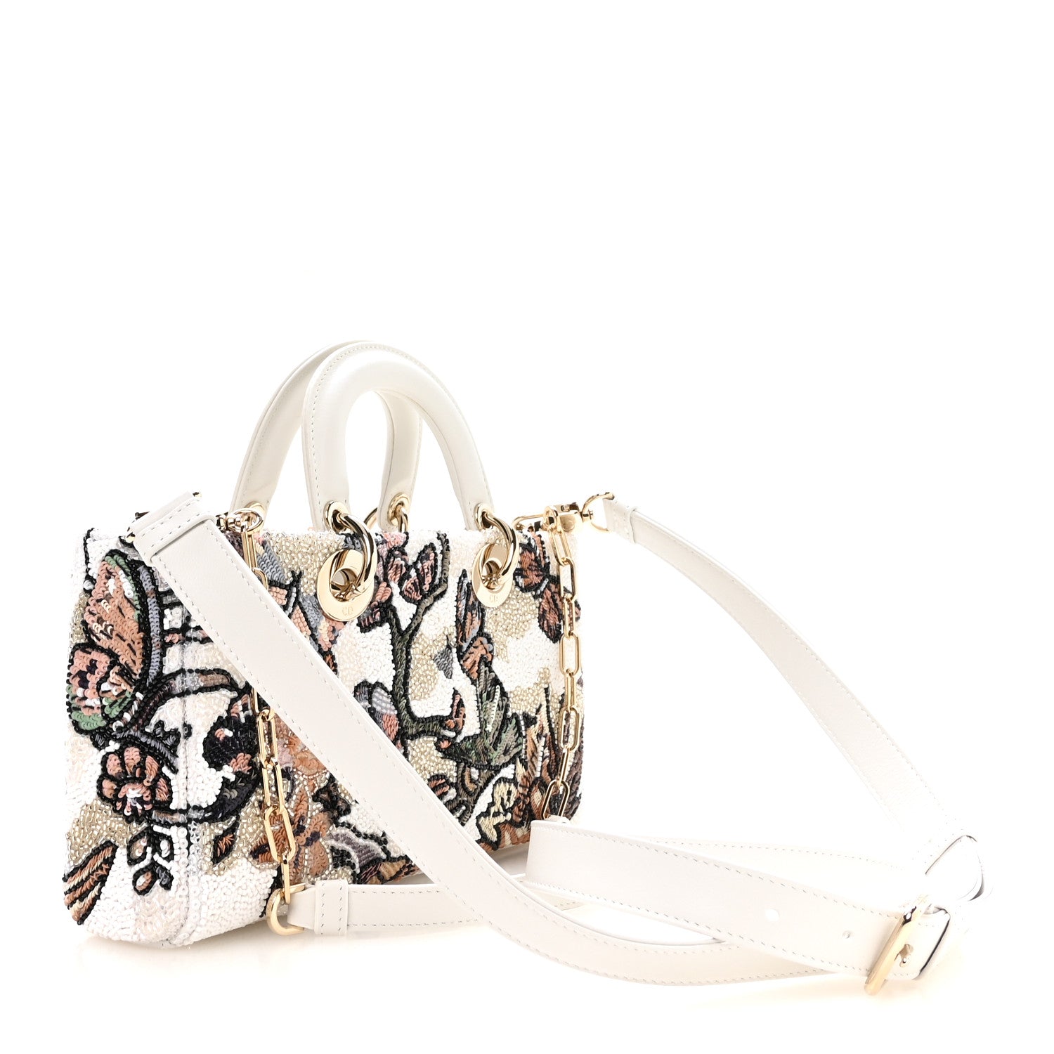 Calfskin Sequin Embroidered Butterfly Lady D-Joy Multicolor — view 3