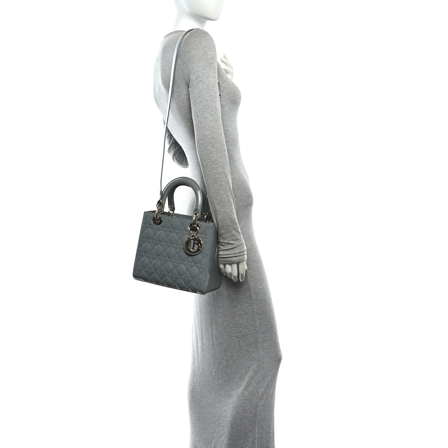 Patent Cannage Medium Lady Dior Grey — view 2