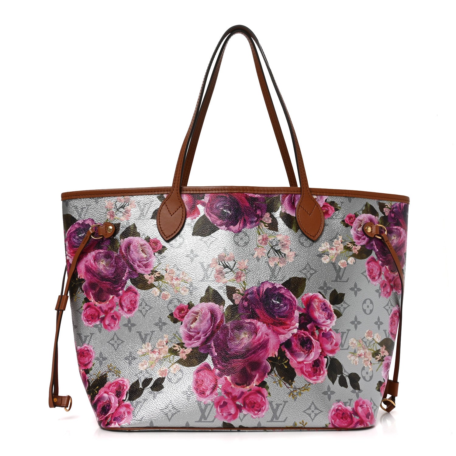 Metallic Monogram LV Garden Neverfull MM Silver