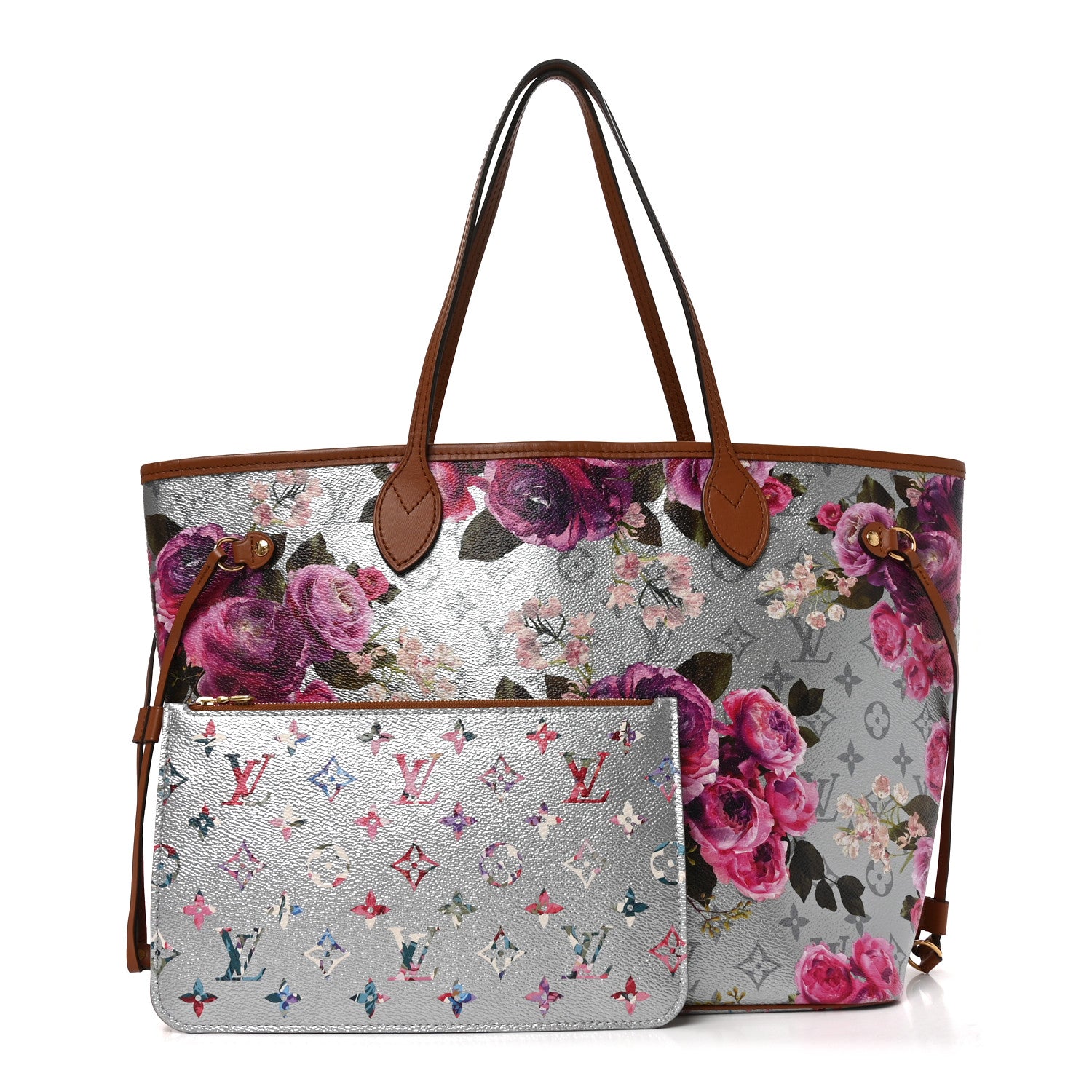 Metallic Monogram LV Garden Neverfull MM Silver — view 3