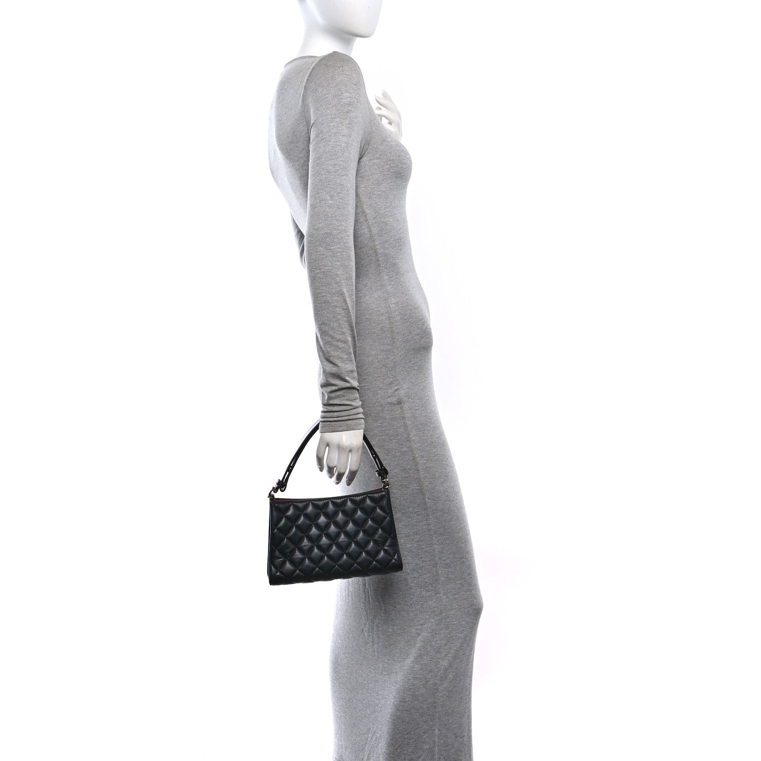 Lambskin Quilted CC Hobo Bag Black — view 2