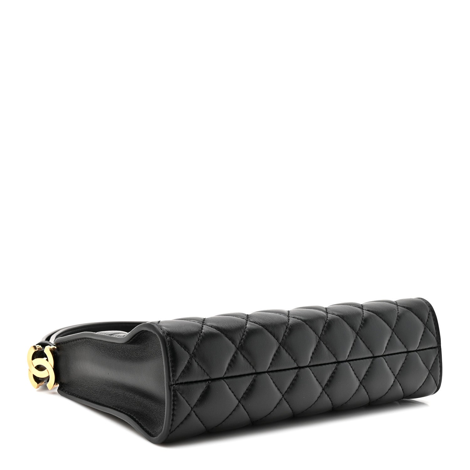 Lambskin Quilted CC Hobo Bag Black — view 4