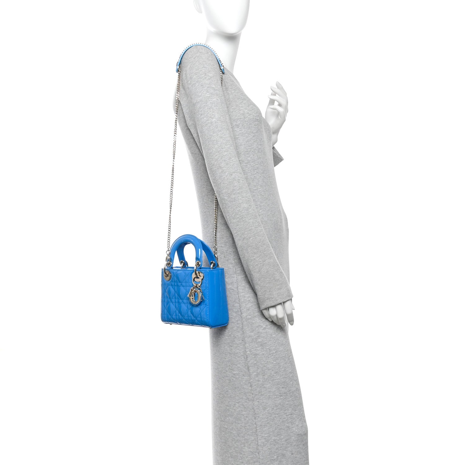 Patent Cannage Mini Lady Dior Blue — view 2