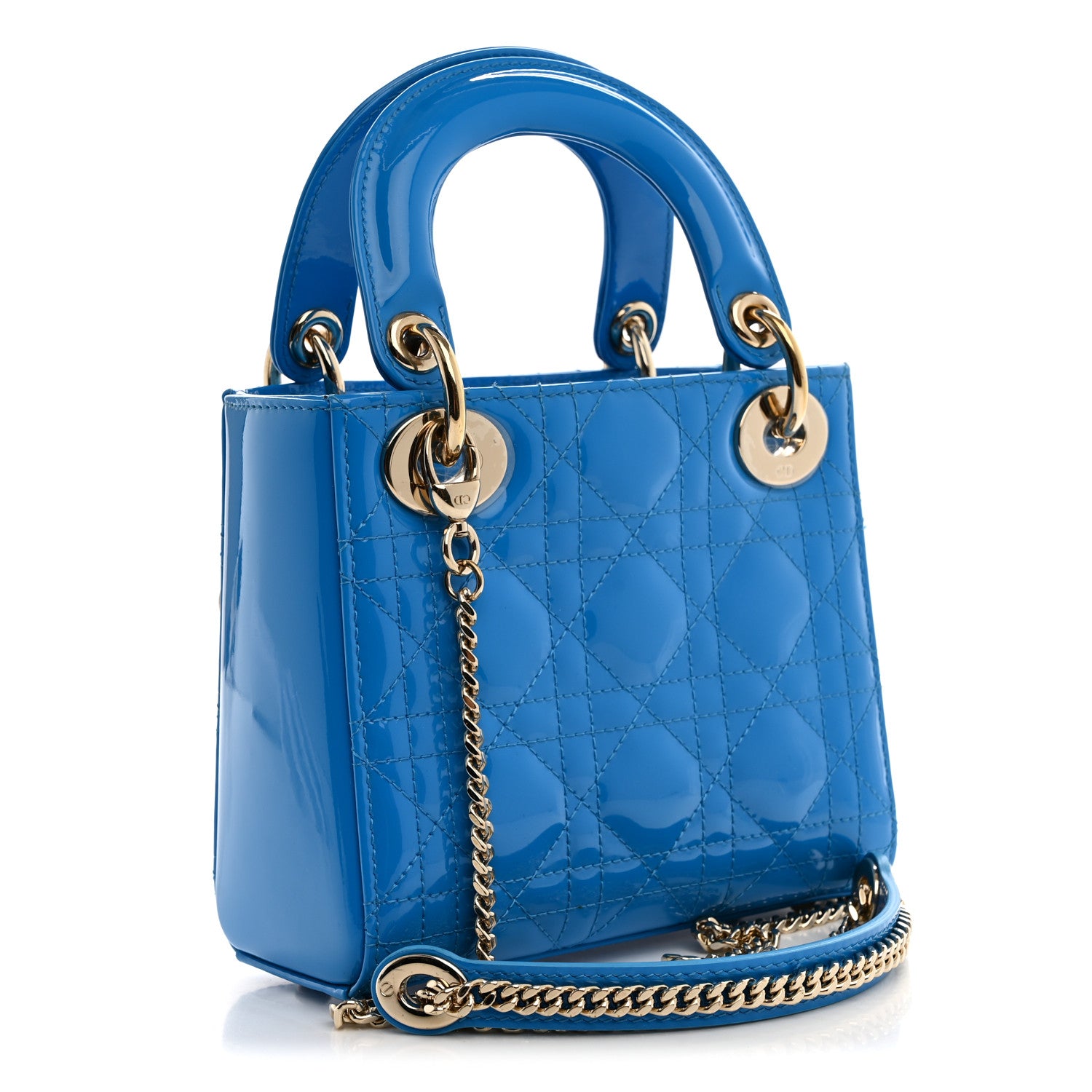 Patent Cannage Mini Lady Dior Blue — view 3
