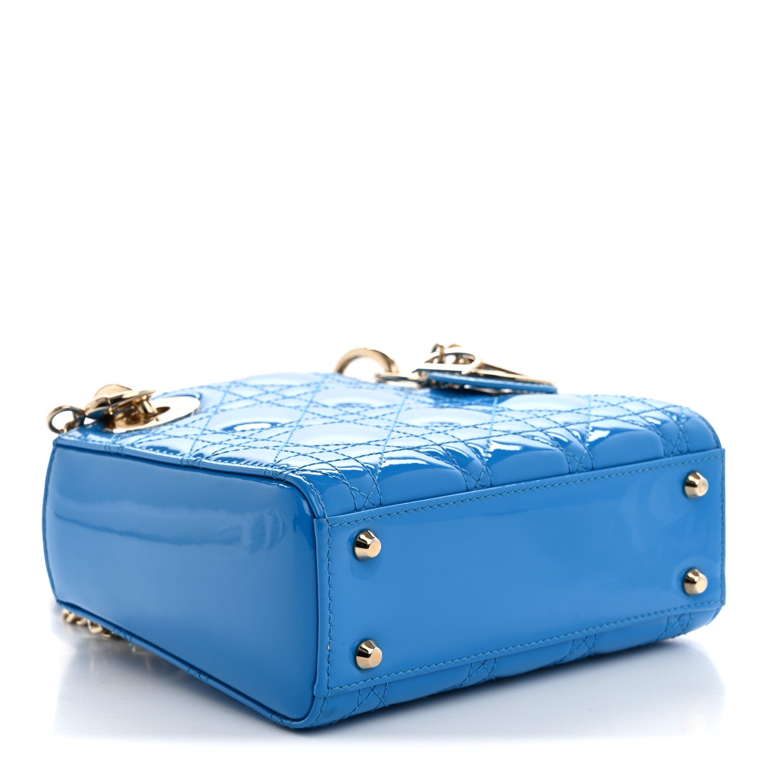 Patent Cannage Mini Lady Dior Blue — view 4