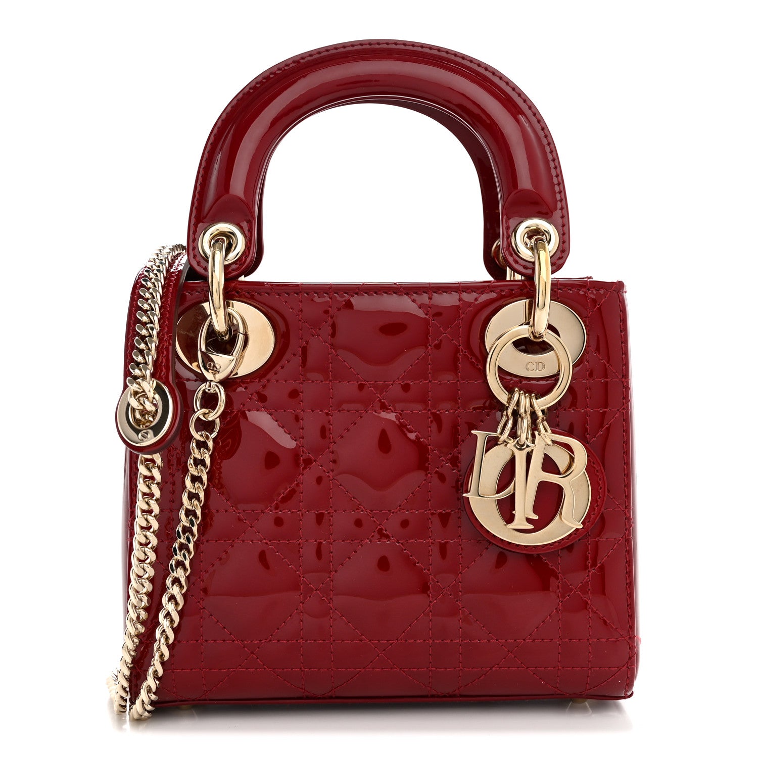 Patent Cannage Mini Lady Dior Red