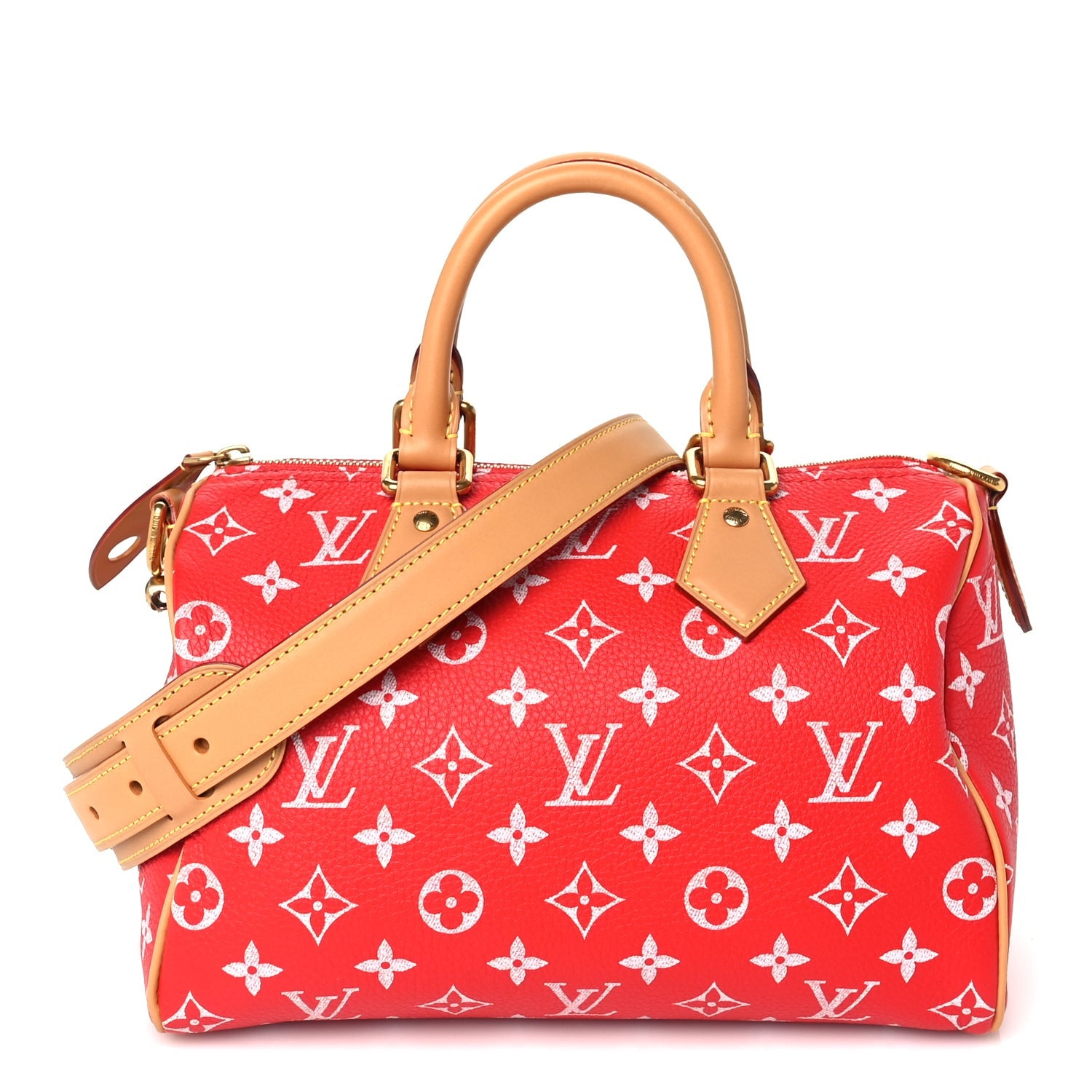 Soft Calfskin Monogram Speedy P9 Bandouliere 25 Red