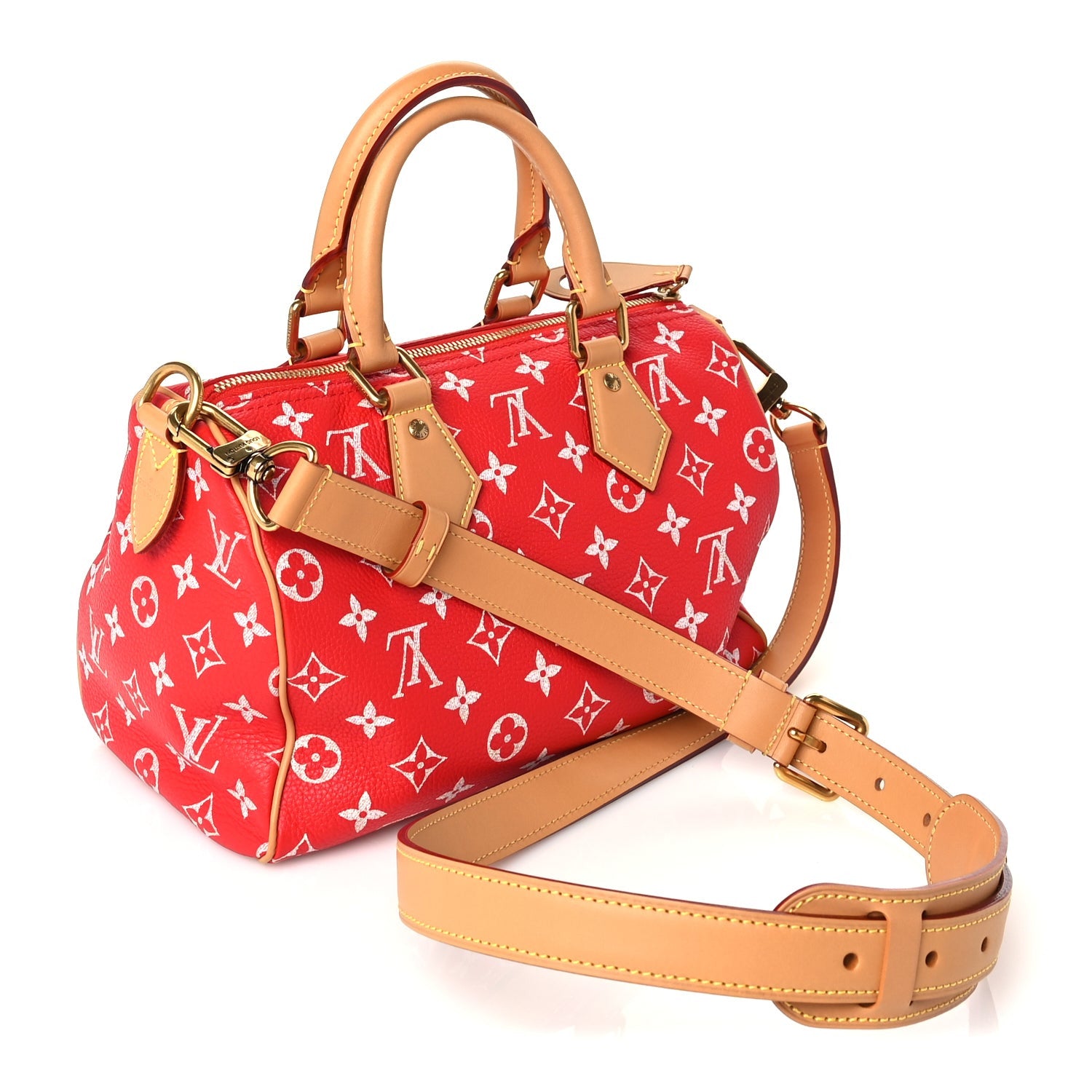 Soft Calfskin Monogram Speedy P9 Bandouliere 25 Red — view 2