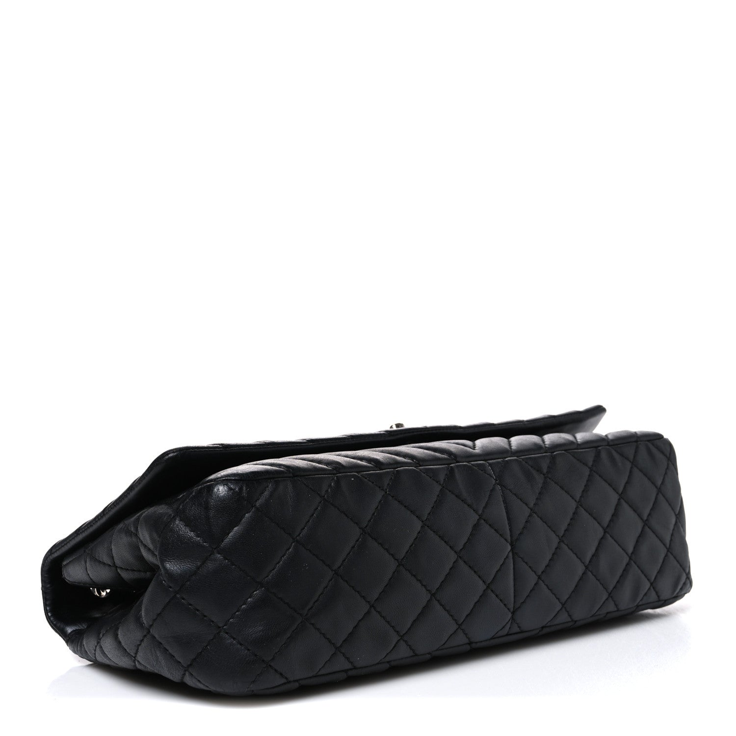 Lambskin Surpique Chevron Large Single Flap Black — view 4