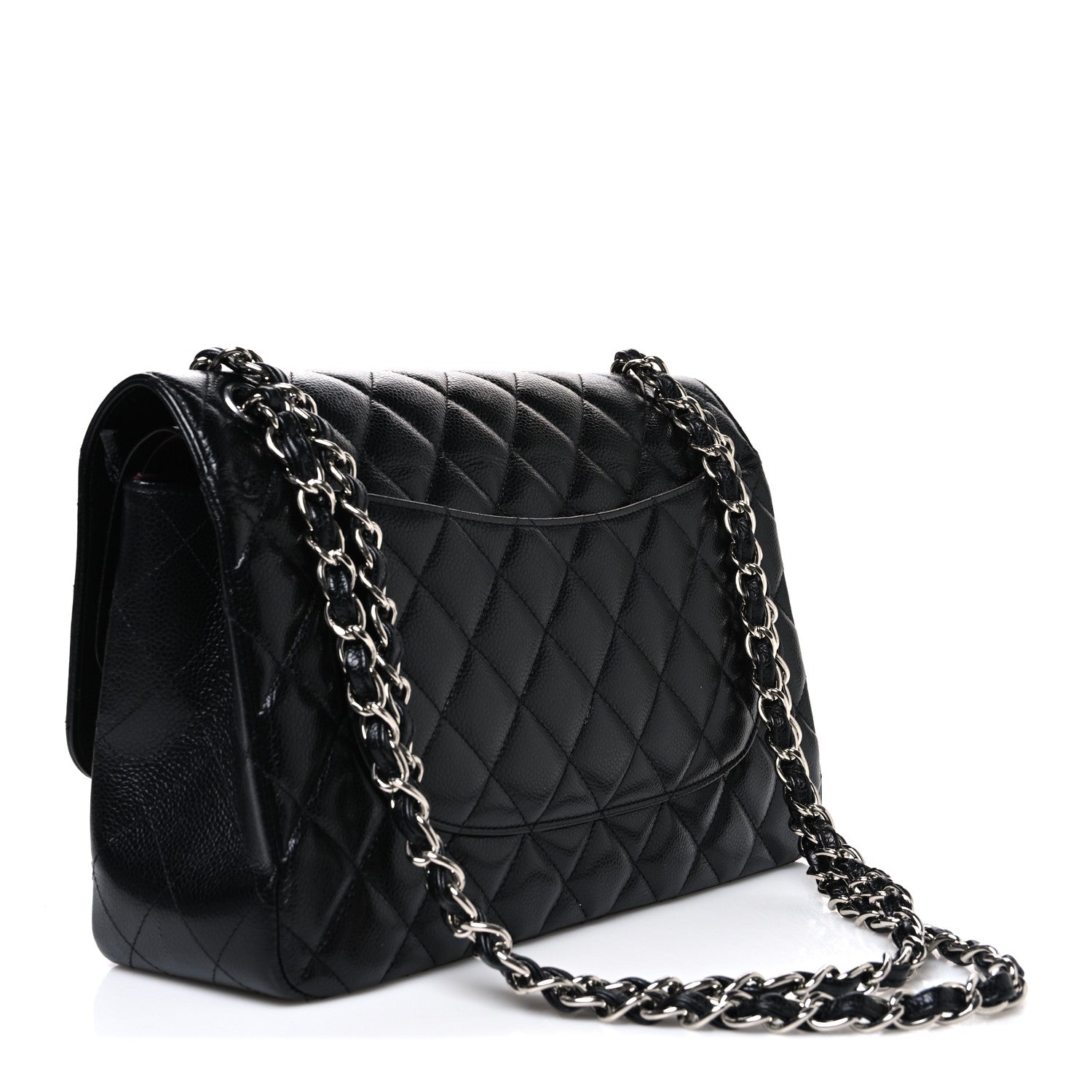 Caviar Quilted Jumbo Double Flap Black — view 3