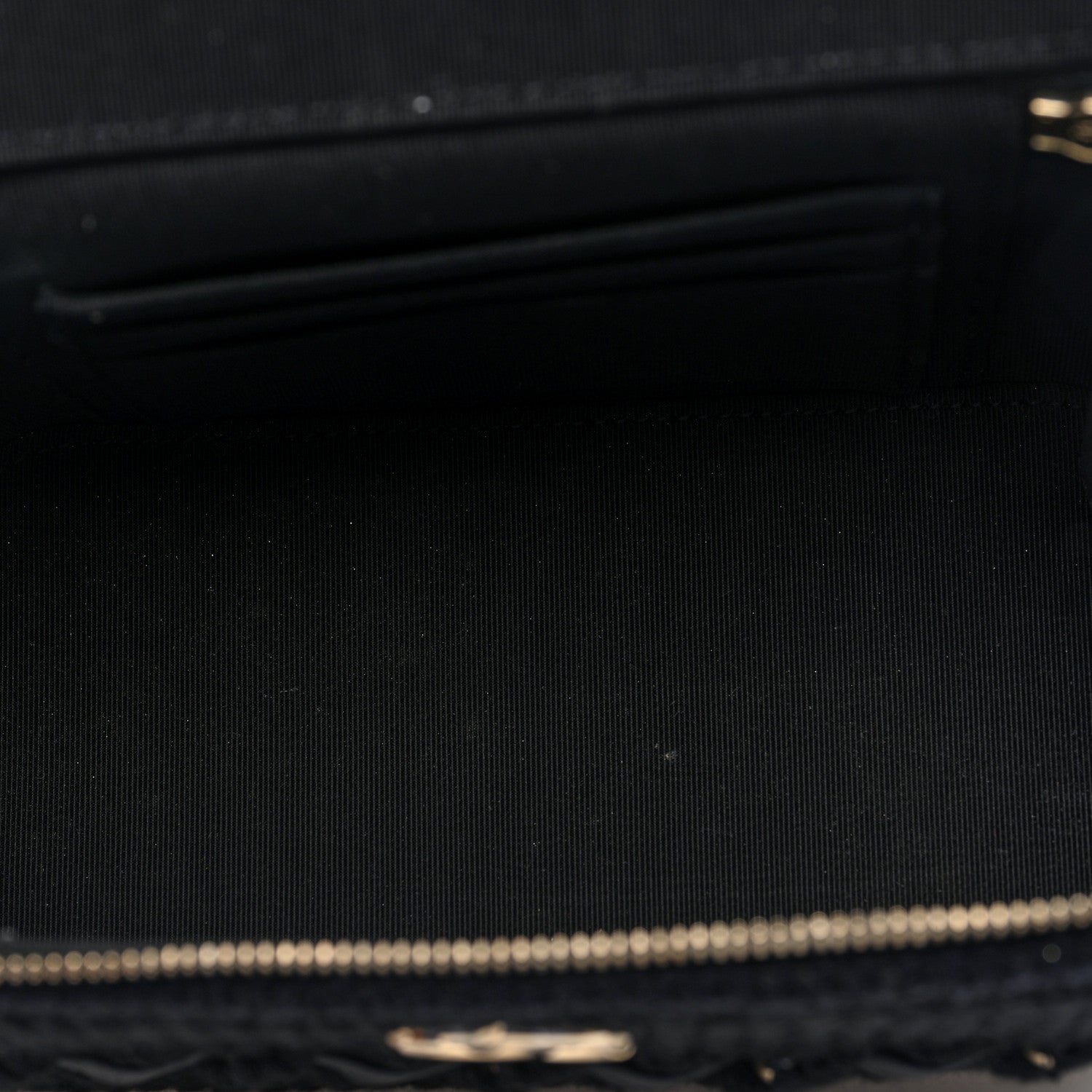 Lambskin Crochet Quilted Small Vanity Case With Chain Black — view 5