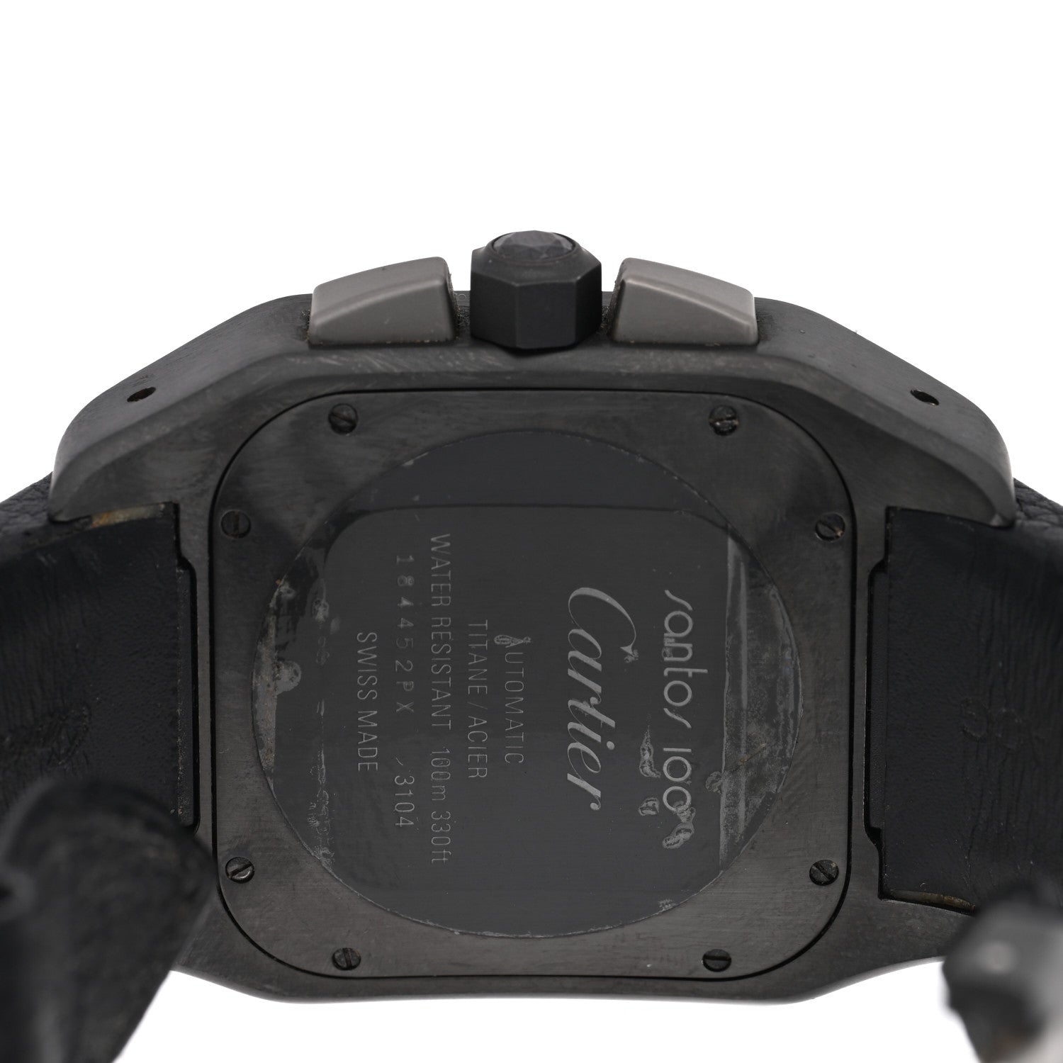 ADLC Titanium Calfskin 41mm Santos 100 Chronograph Automatic Watch Black — view 4