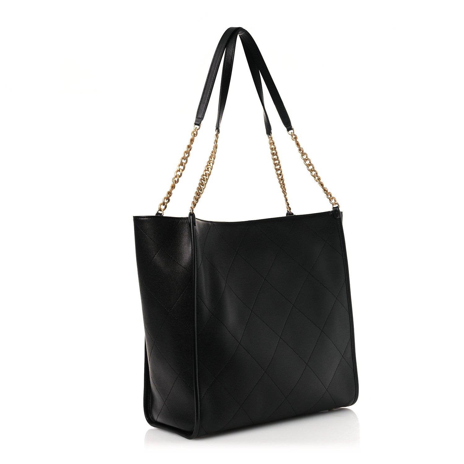 Caviar Stitched Pocket CC Large Tote Black — view 4