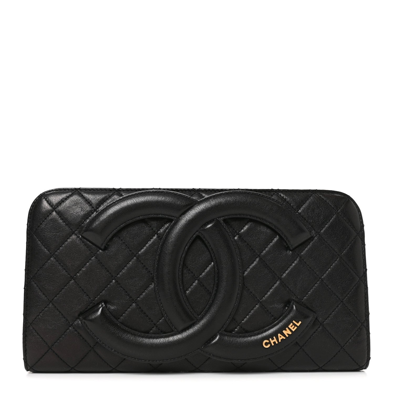 Lambskin Quilted Coco Midnight Clutch Black — view 1