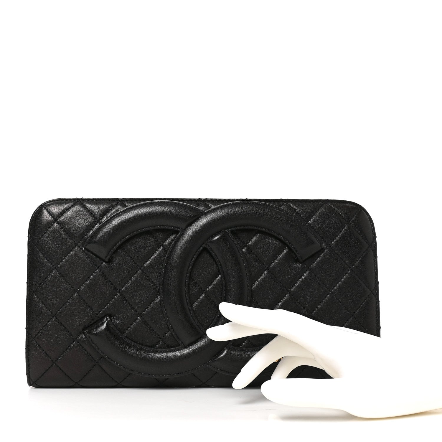 Lambskin Quilted Coco Midnight Clutch Black — view 2