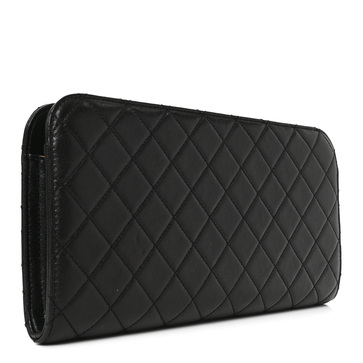 Lambskin Quilted Coco Midnight Clutch Black — view 3