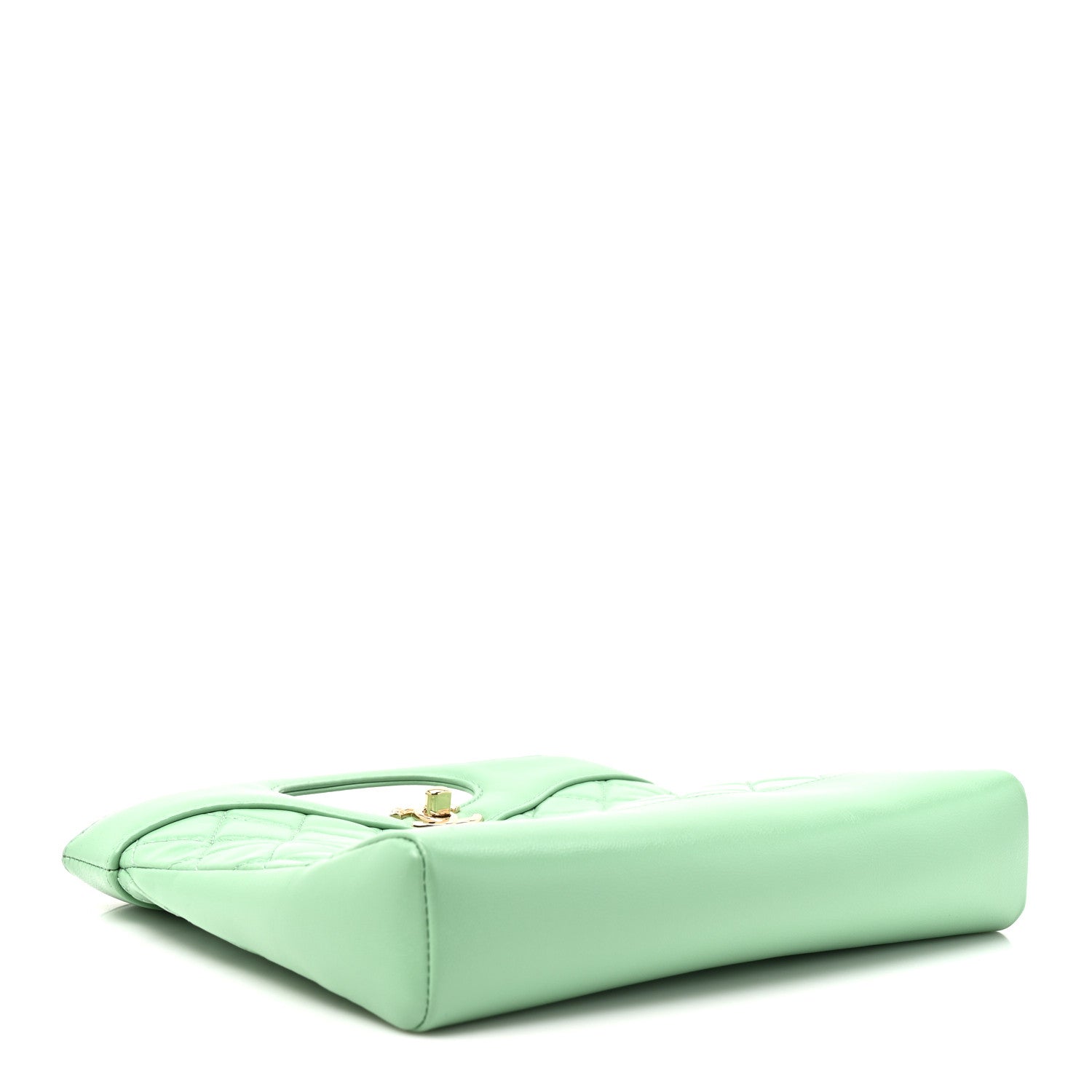 Shiny Lambskin Quilted Mini 31 Shopping Bag Light Green — view 4