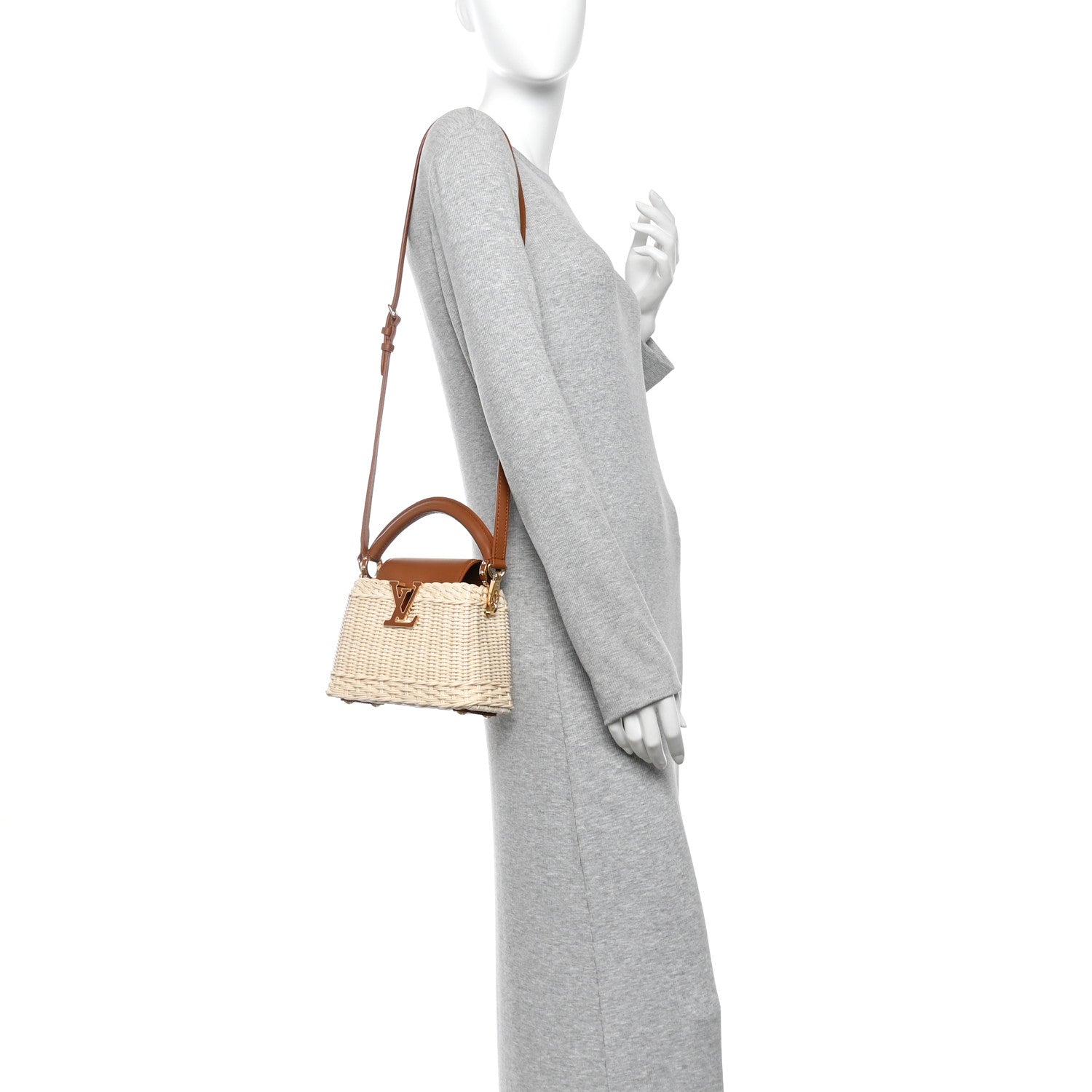 Rattan Calfskin Capucines Mini Brown — view 2