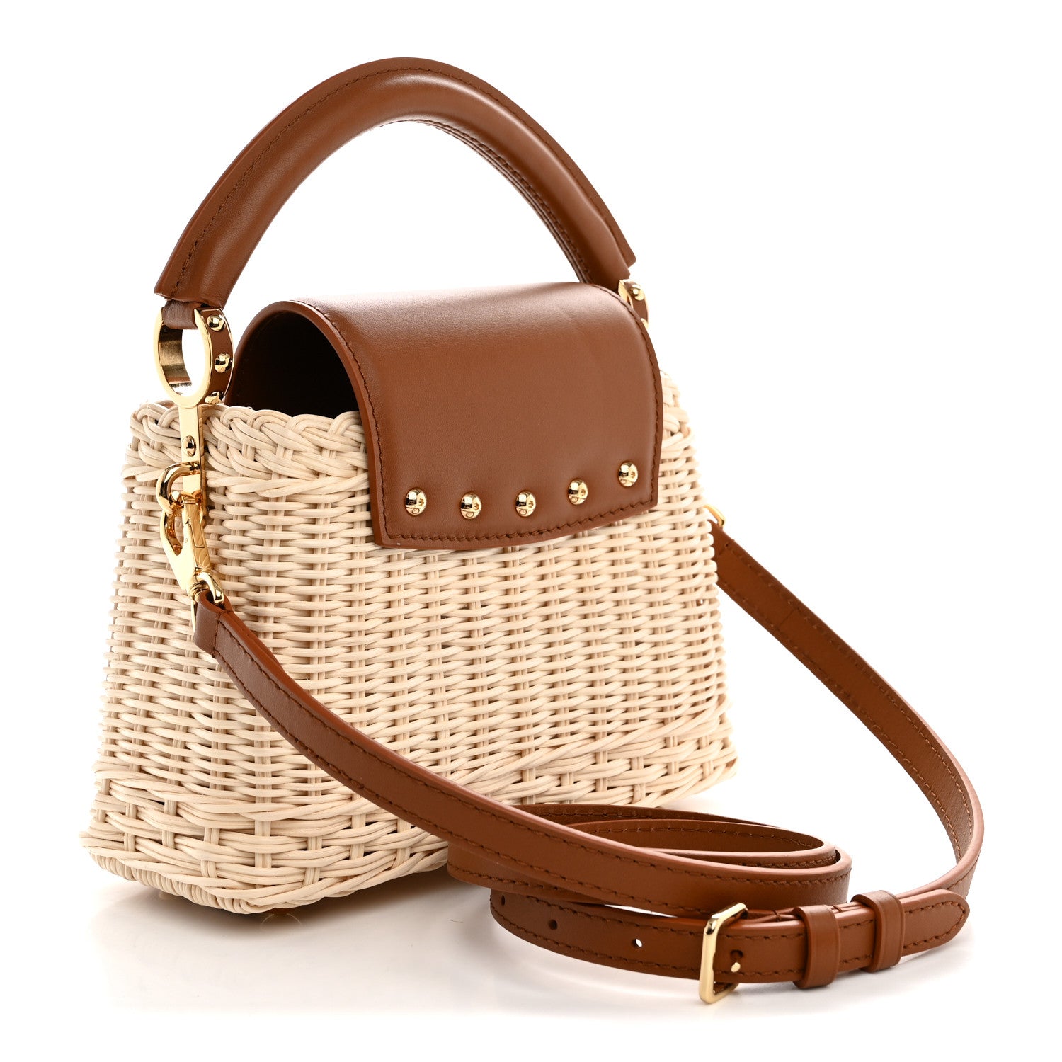 Rattan Calfskin Capucines Mini Brown — view 3
