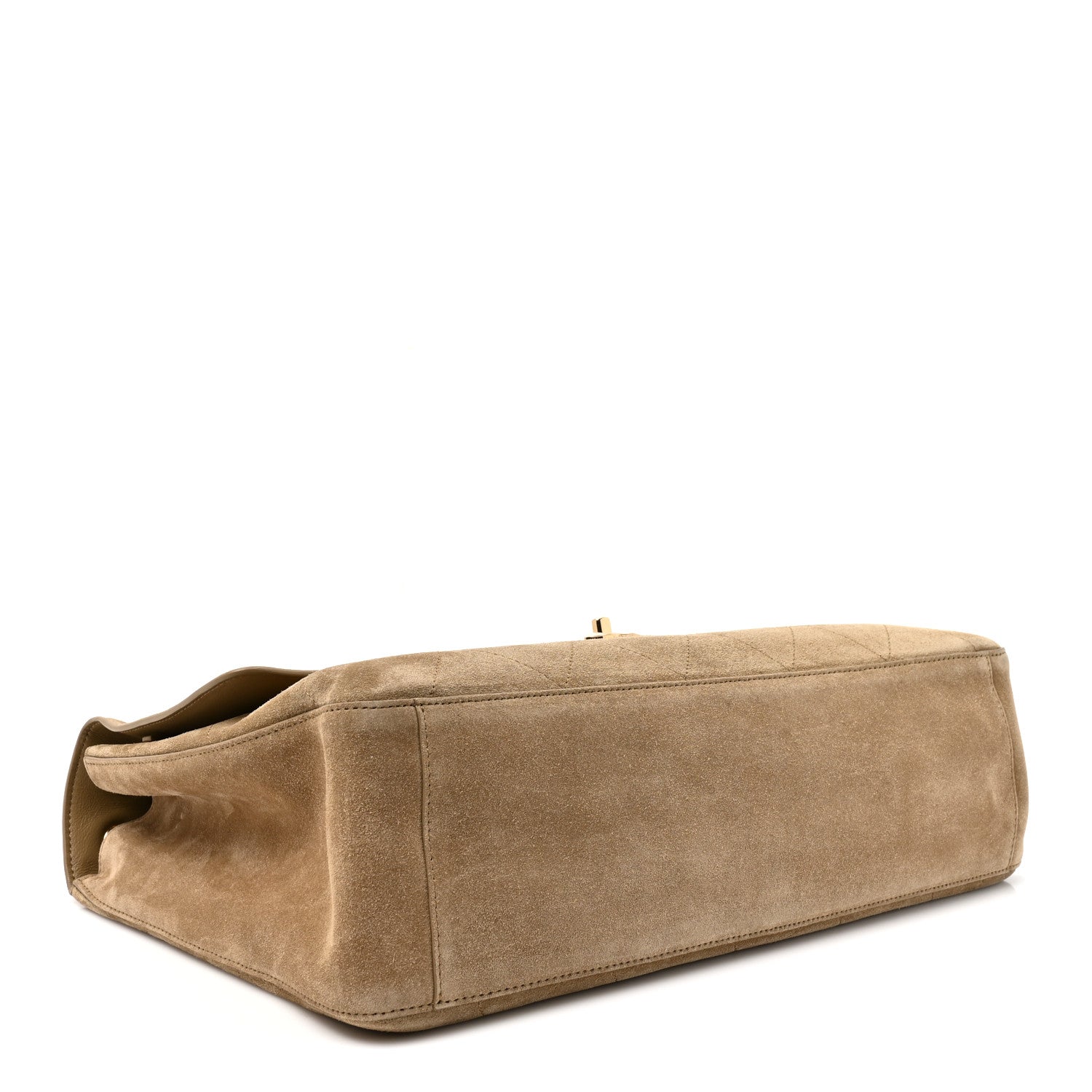 Suede Calfskin Souplissimo Maxi Flap Dark Beige — view 4