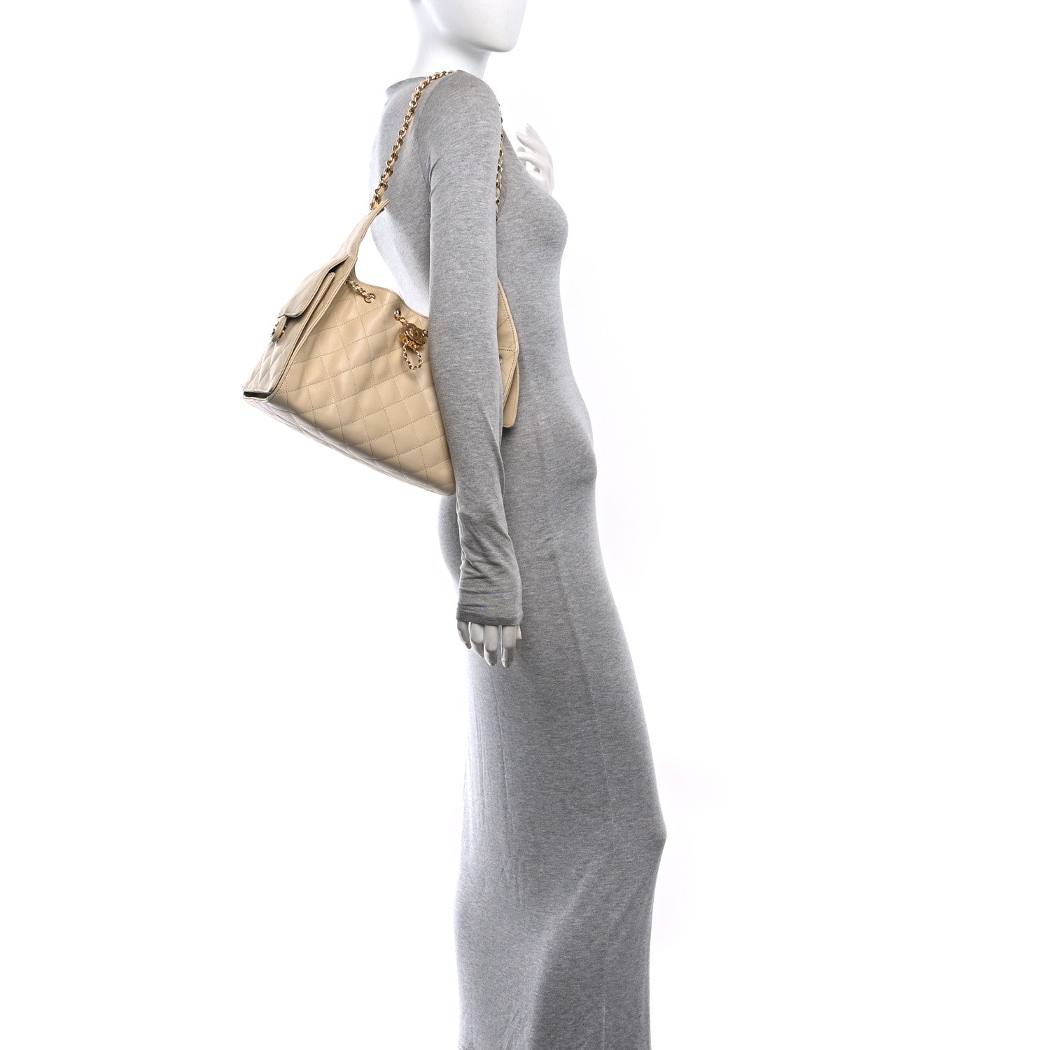Caviar Quilted Small Chanel 25 Handbag Light Beige — view 2