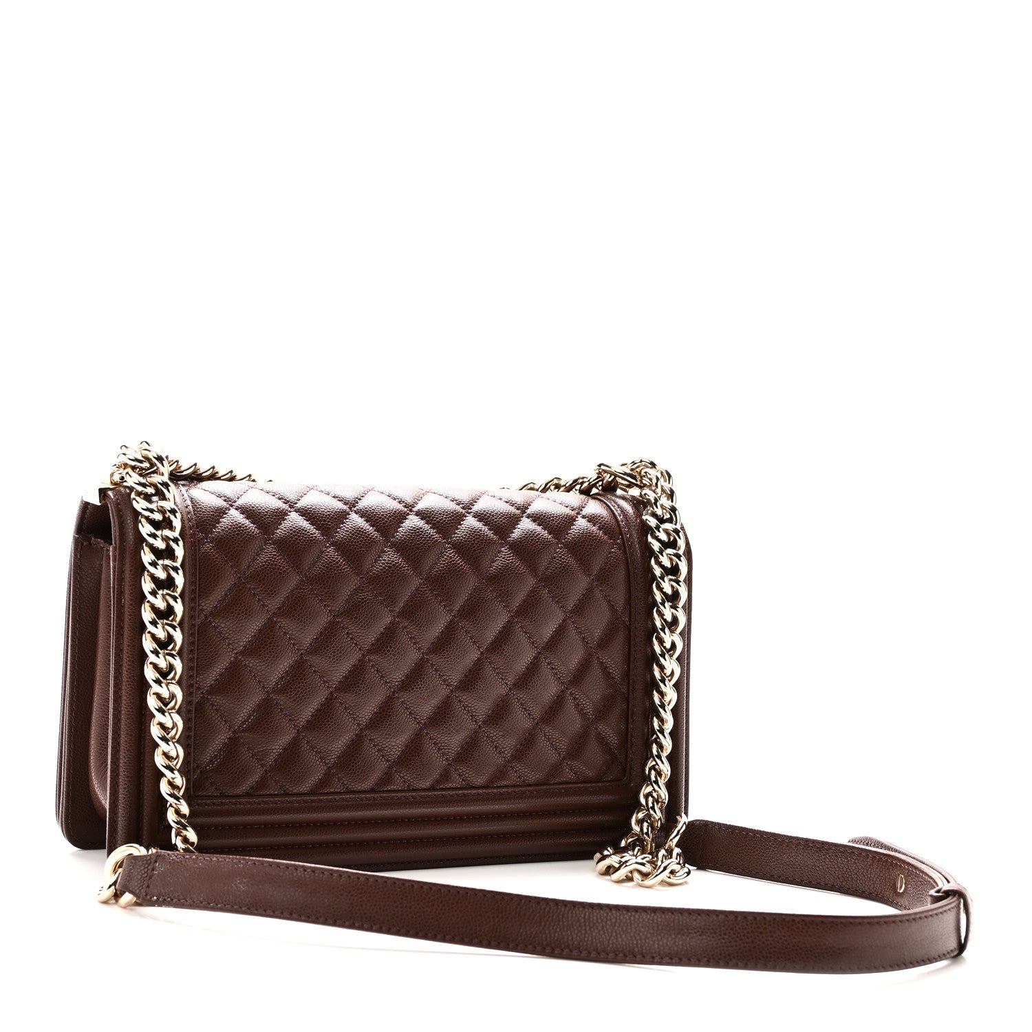 Caviar Quilted Medium Boy Flap Brown — view 3