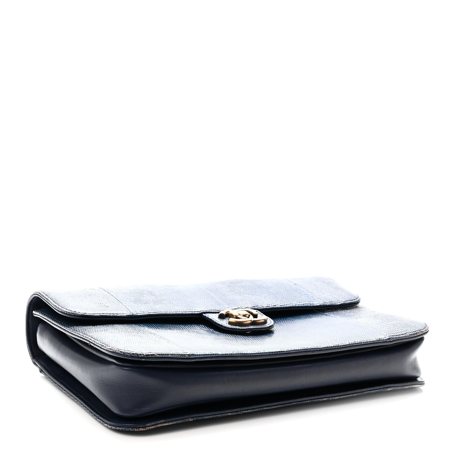 Lizard Lambskin Quilted Large Perfect Edge Flap Blue — view 4