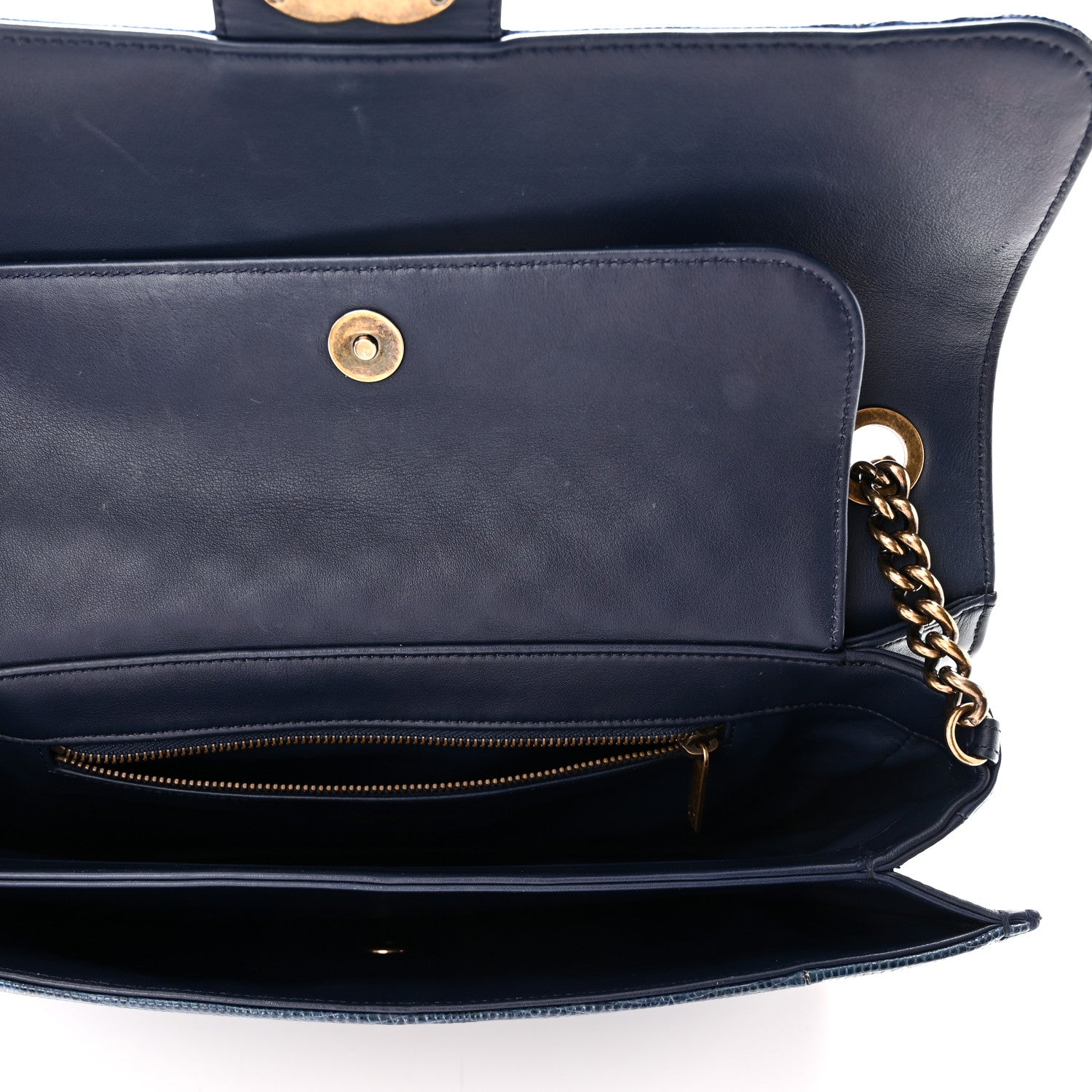 Lizard Lambskin Quilted Large Perfect Edge Flap Blue — view 5