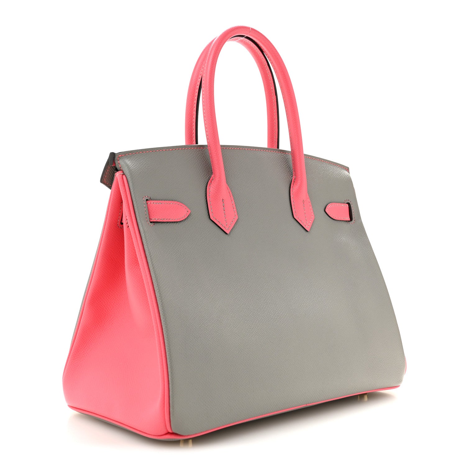 Epsom Horseshoe Birkin 30 Gris Mouette Rose Azalee — view 3