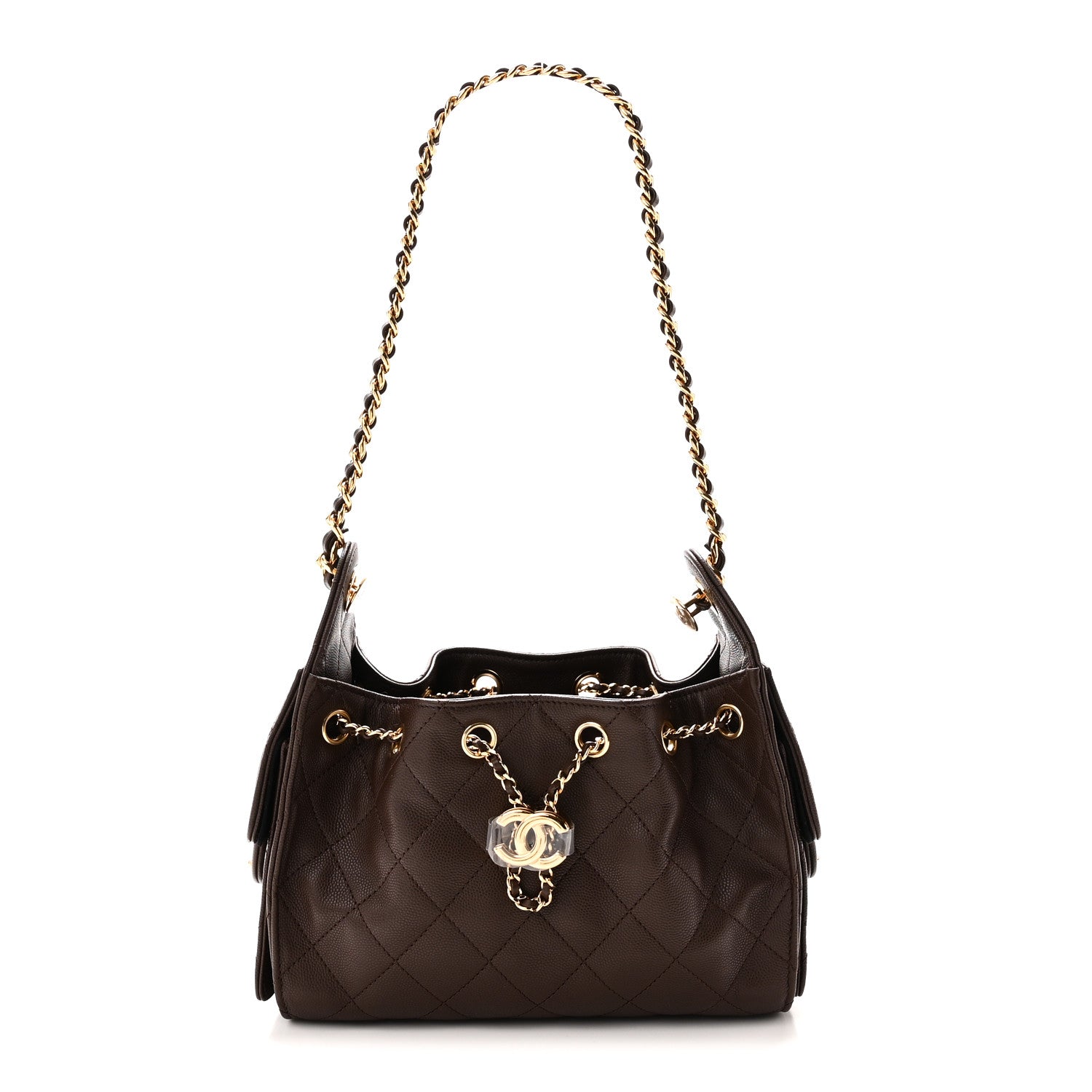 Caviar Quilted Mini Chanel 25 Handbag Dark Brown