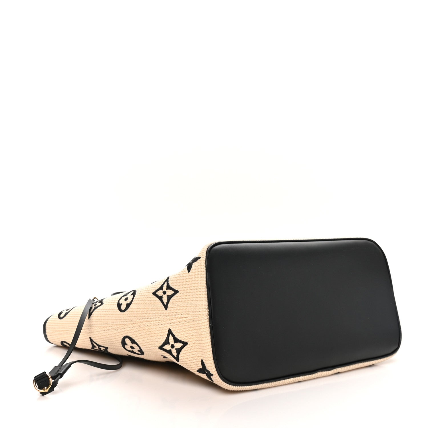 Cotton Monogram Embroidered Neverfull MM Beige Black — view 4