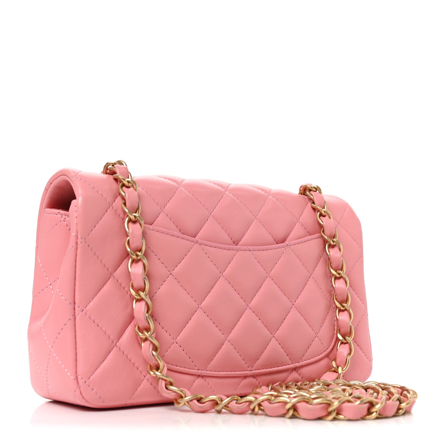Lambskin Quilted Mini Rectangular Flap Pink — view 3